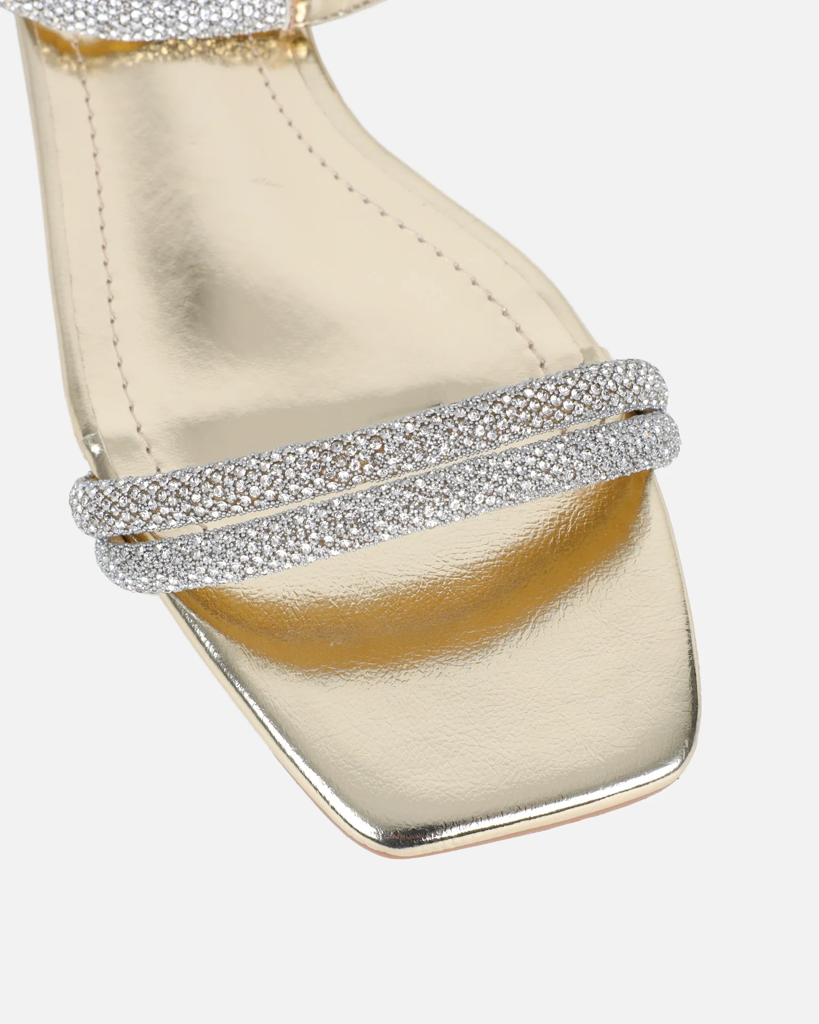 Shezz Gold Metallic Diamante Flat Sandals - Image 4