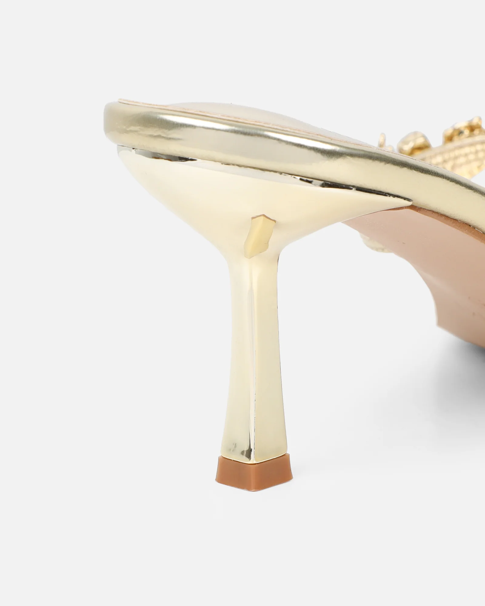Silla Gold Metallic Shell Detail Toe Post Heeled Sandals - Image 3