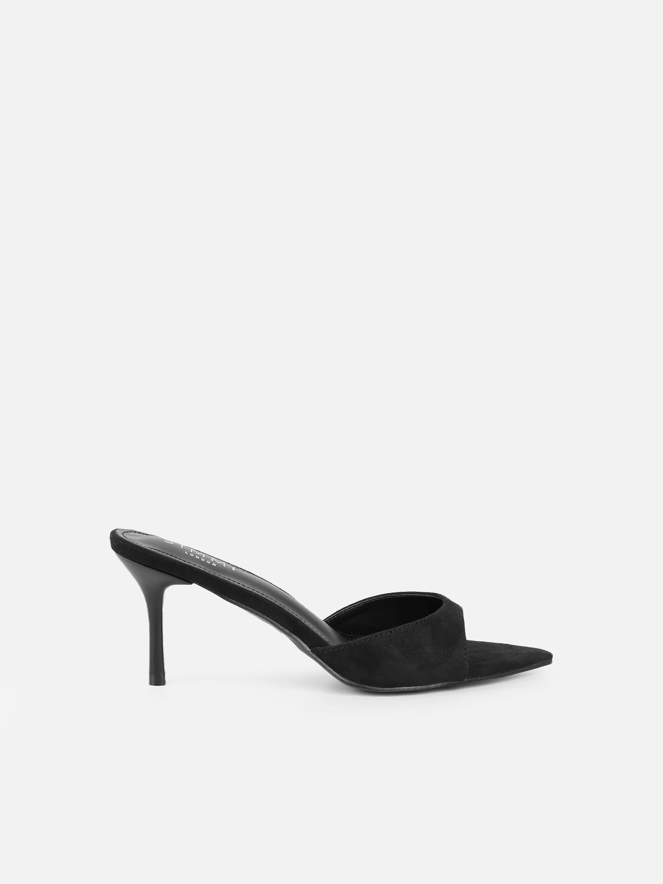 Silvia Black Suede Peep Toe Heeled Sandals - Image 2