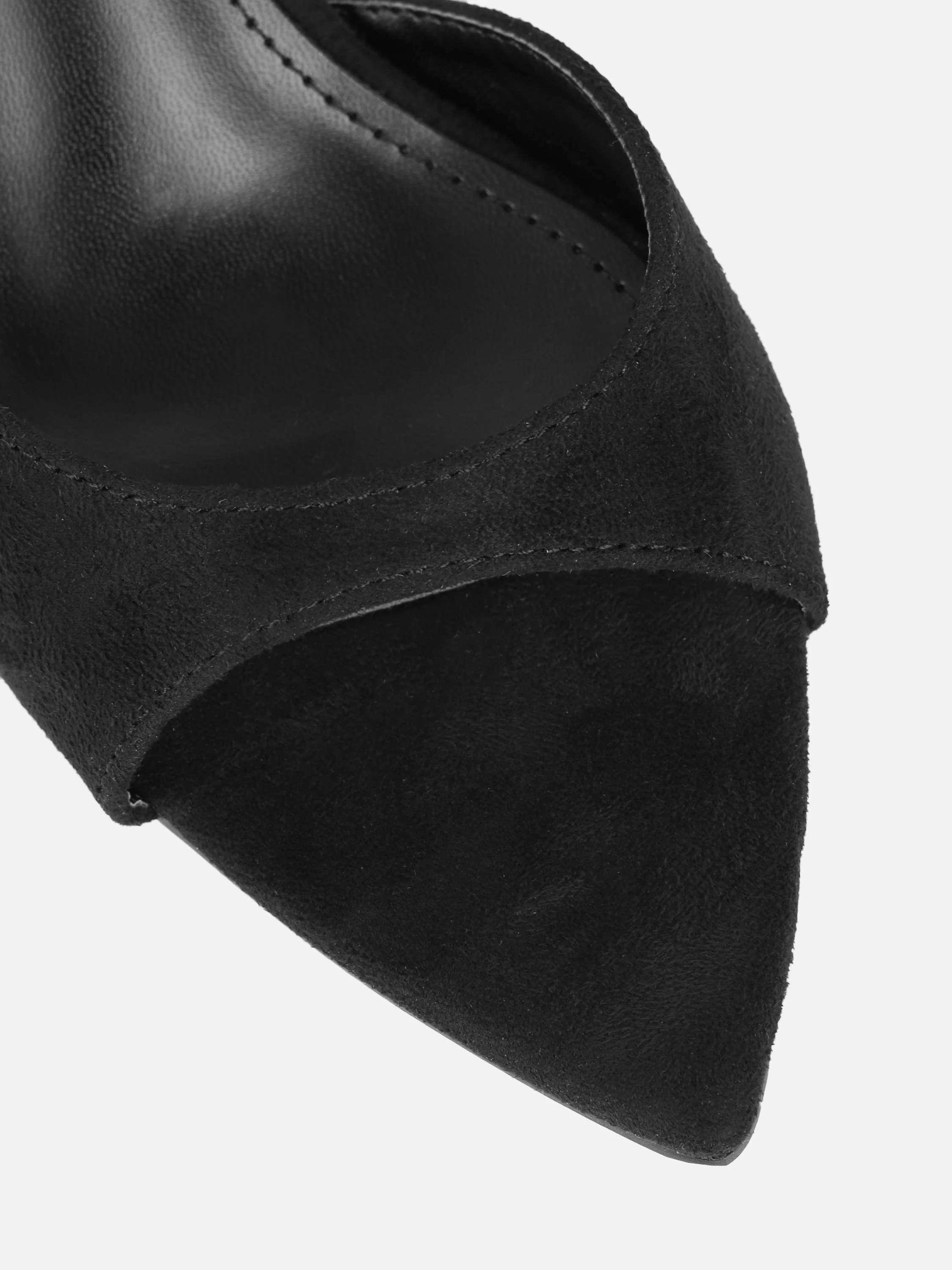 Silvia Black Suede Peep Toe Heeled Sandals - Image 4