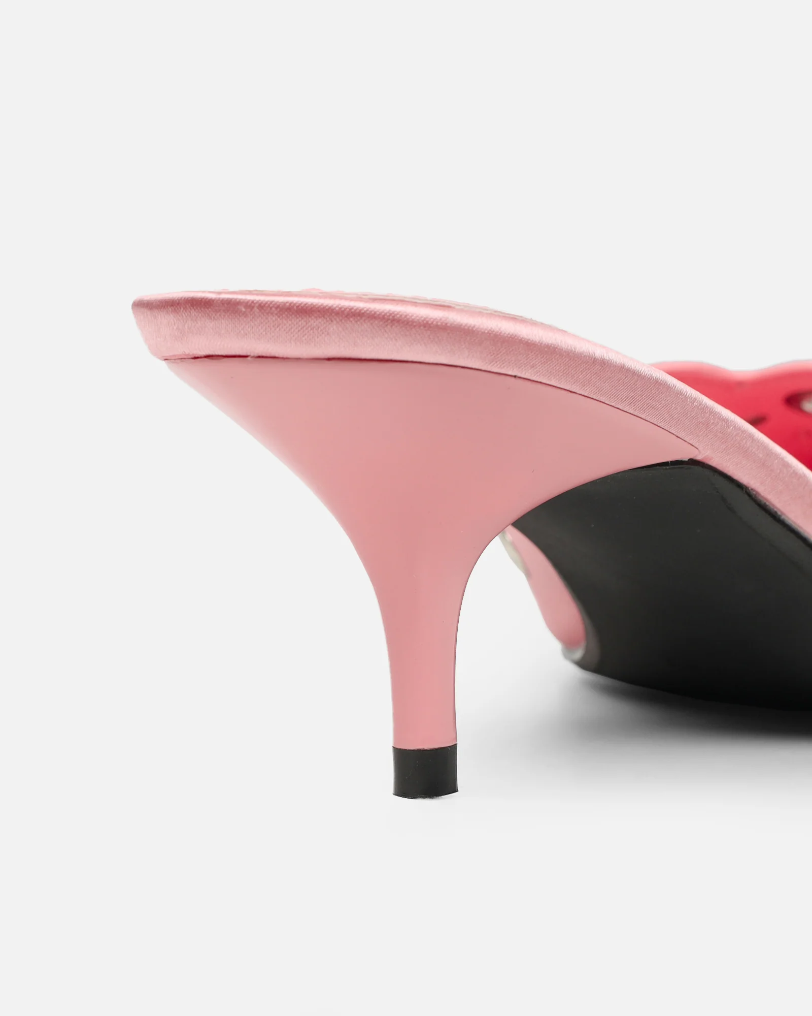 Skyes Pink Satin Eyelet Detail Low Heel Court Shoes - Image 3