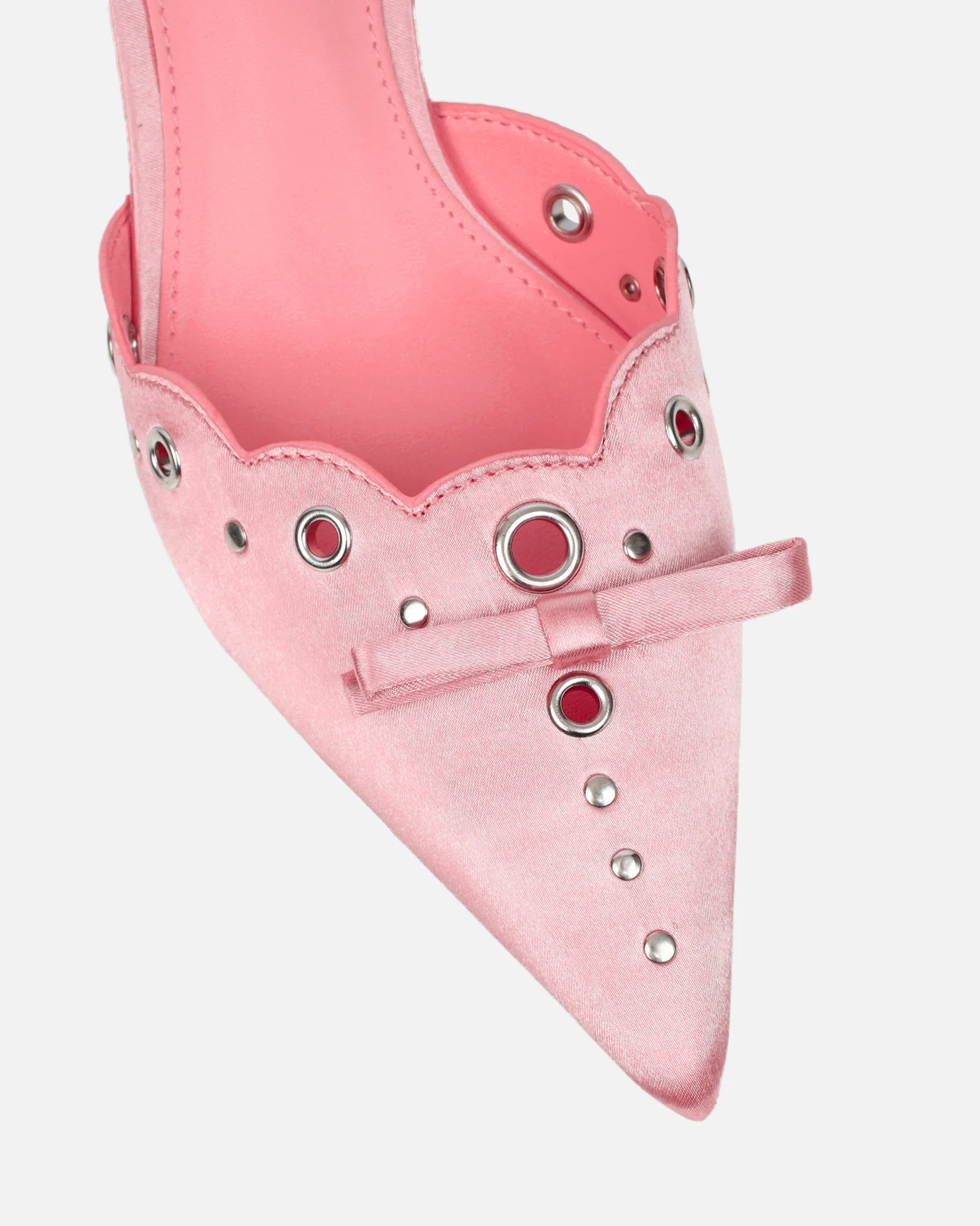 Skyes Pink Satin Eyelet Detail Low Heel Court Shoes - Image 4