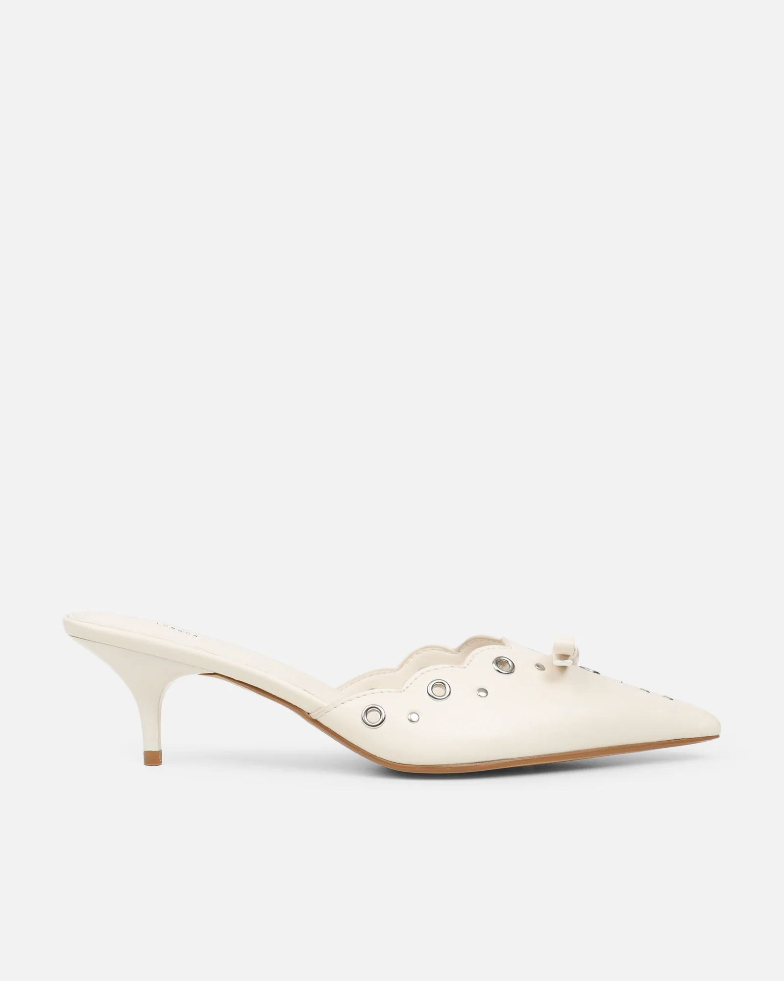 Skyes Stone Eyelet Detail Low Heel Court Shoes - Image 2