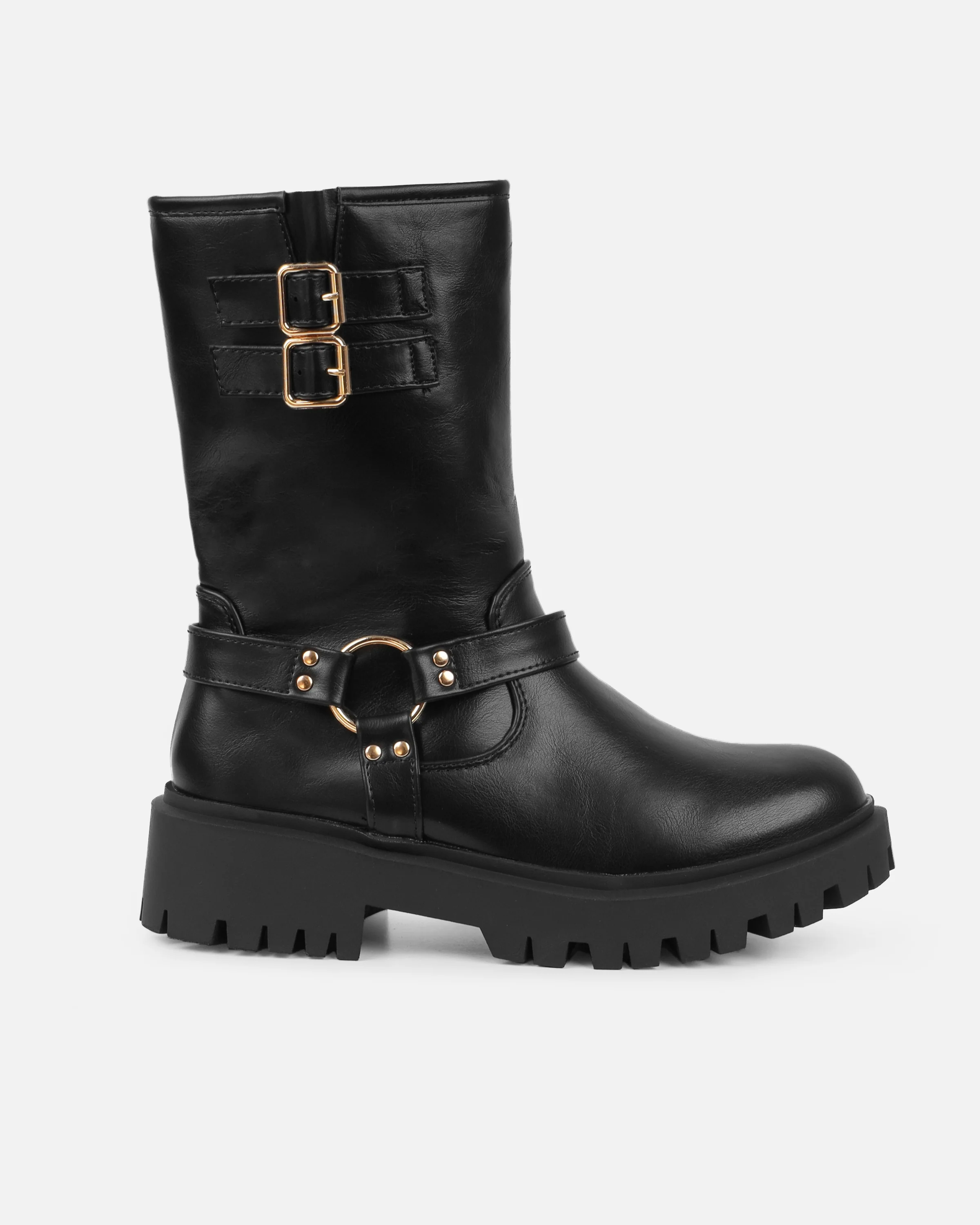 Smith Black Chunky Biker Boots - Image 2