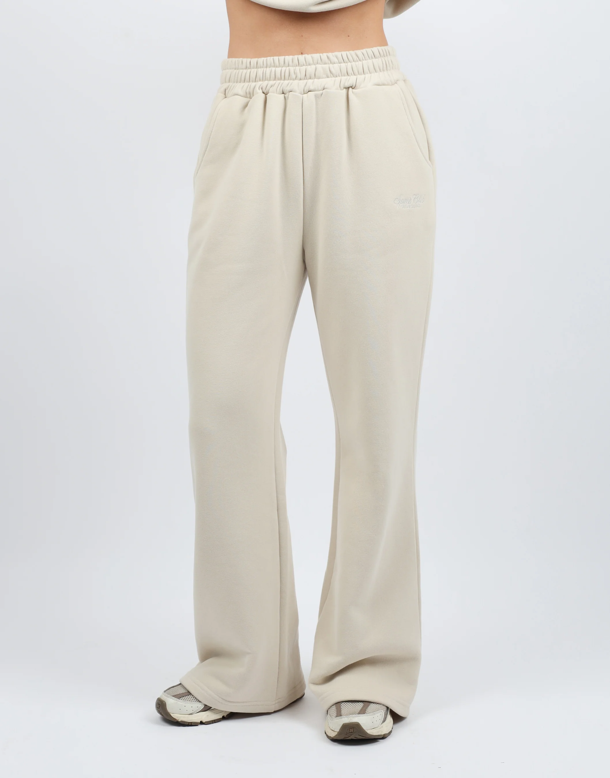 Sola Simmi Studios Embroidered Logo Joggers In Beige - Image 3