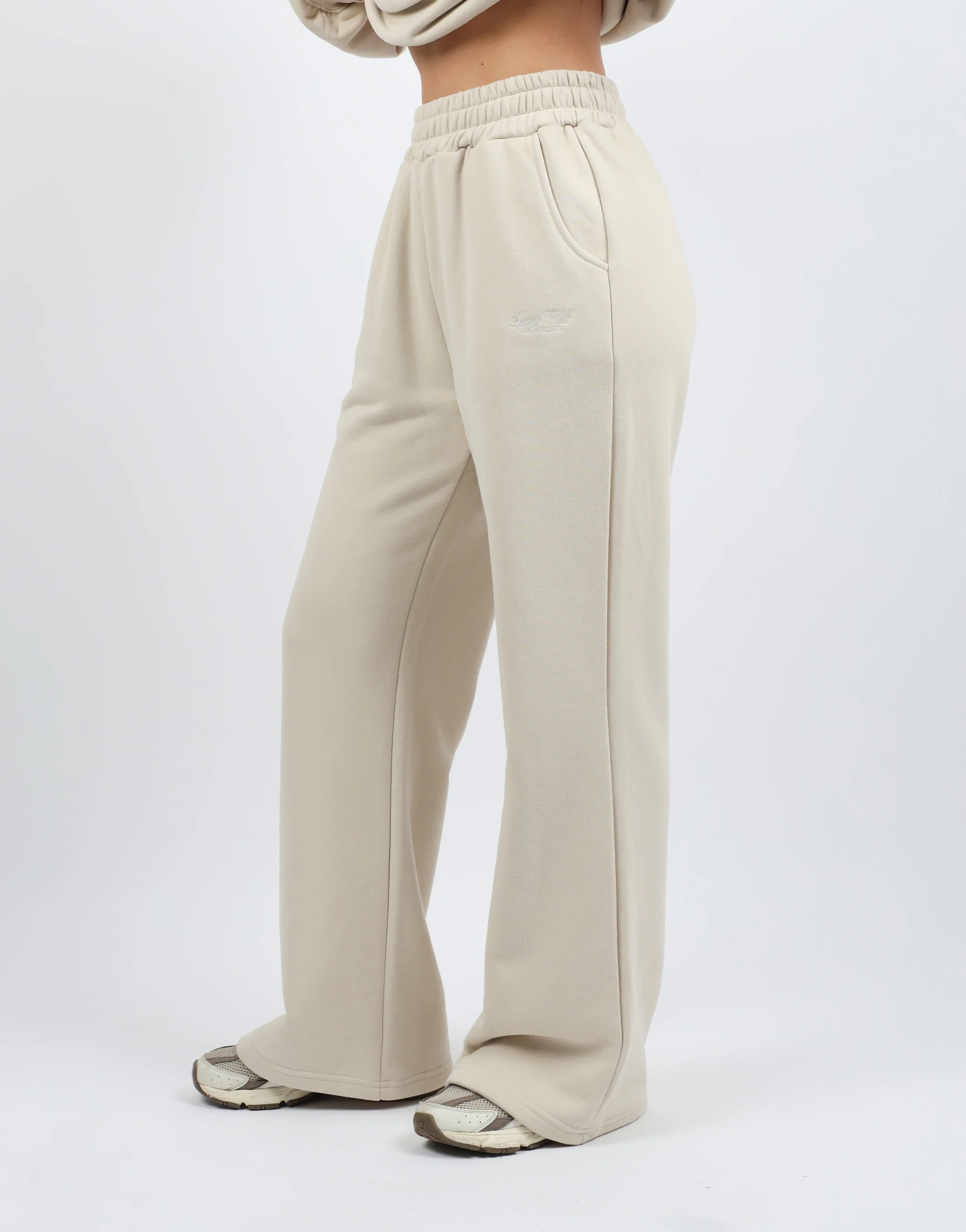 Sola Simmi Studios Embroidered Logo Joggers In Beige - Image 4