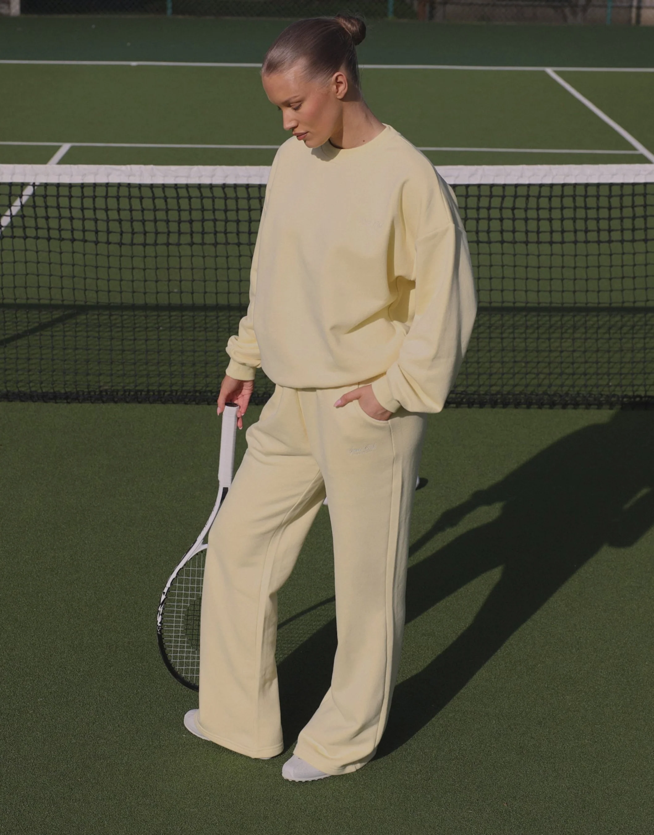 Sola Simmi Studios Embroidered Logo Joggers In Yellow