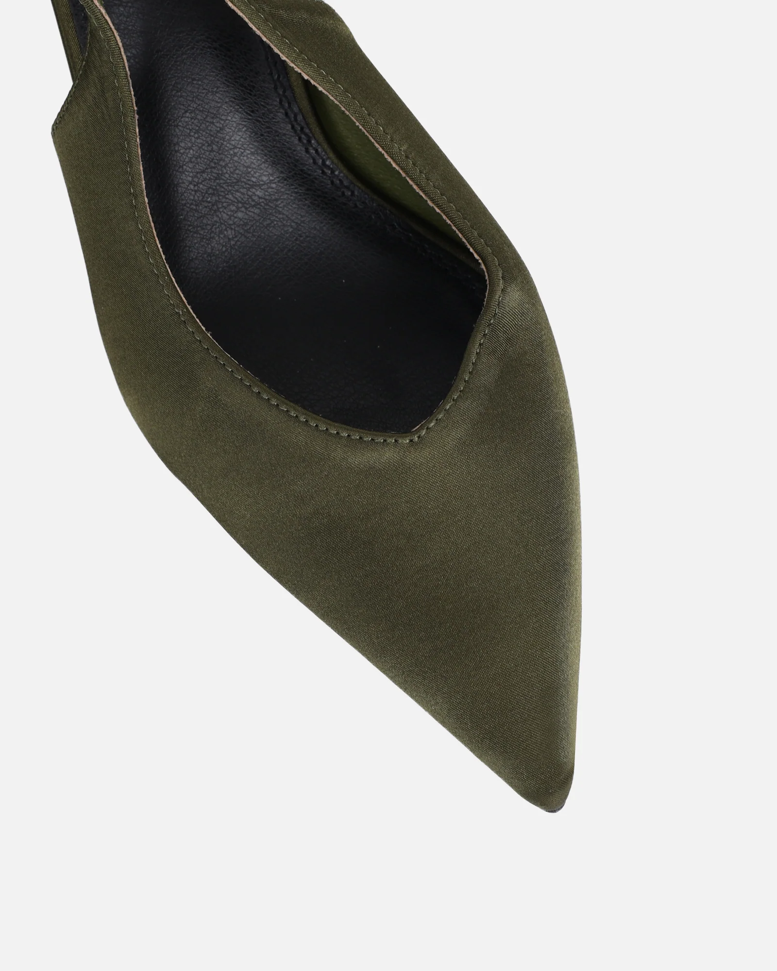Sonika Khaki Satin Strappy Slingback Court Shoes - Image 4