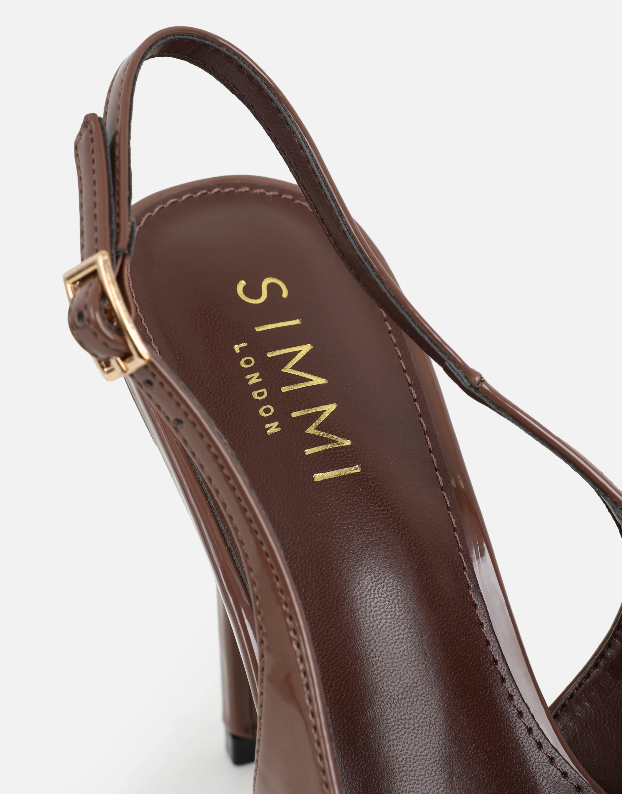 Sonya Mocha Patent Sling Back Court Shoes - Image 3
