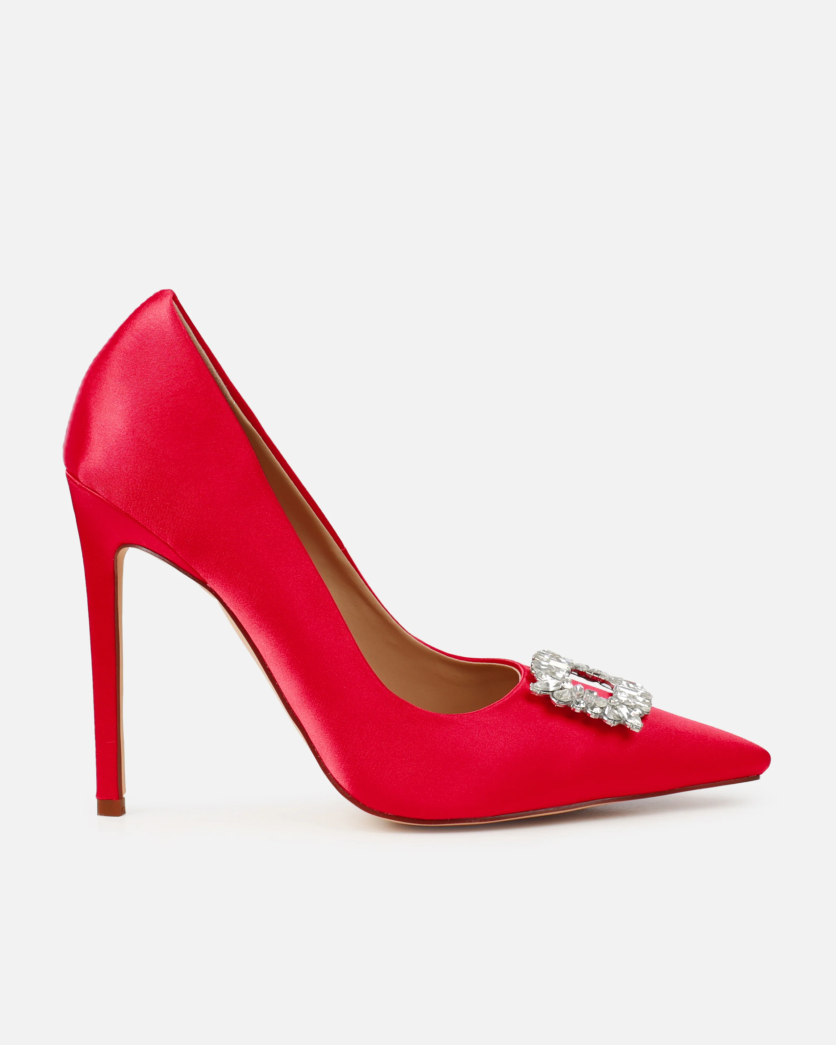 Sparks Red Satin Diamante Court Shoes - Image 2
