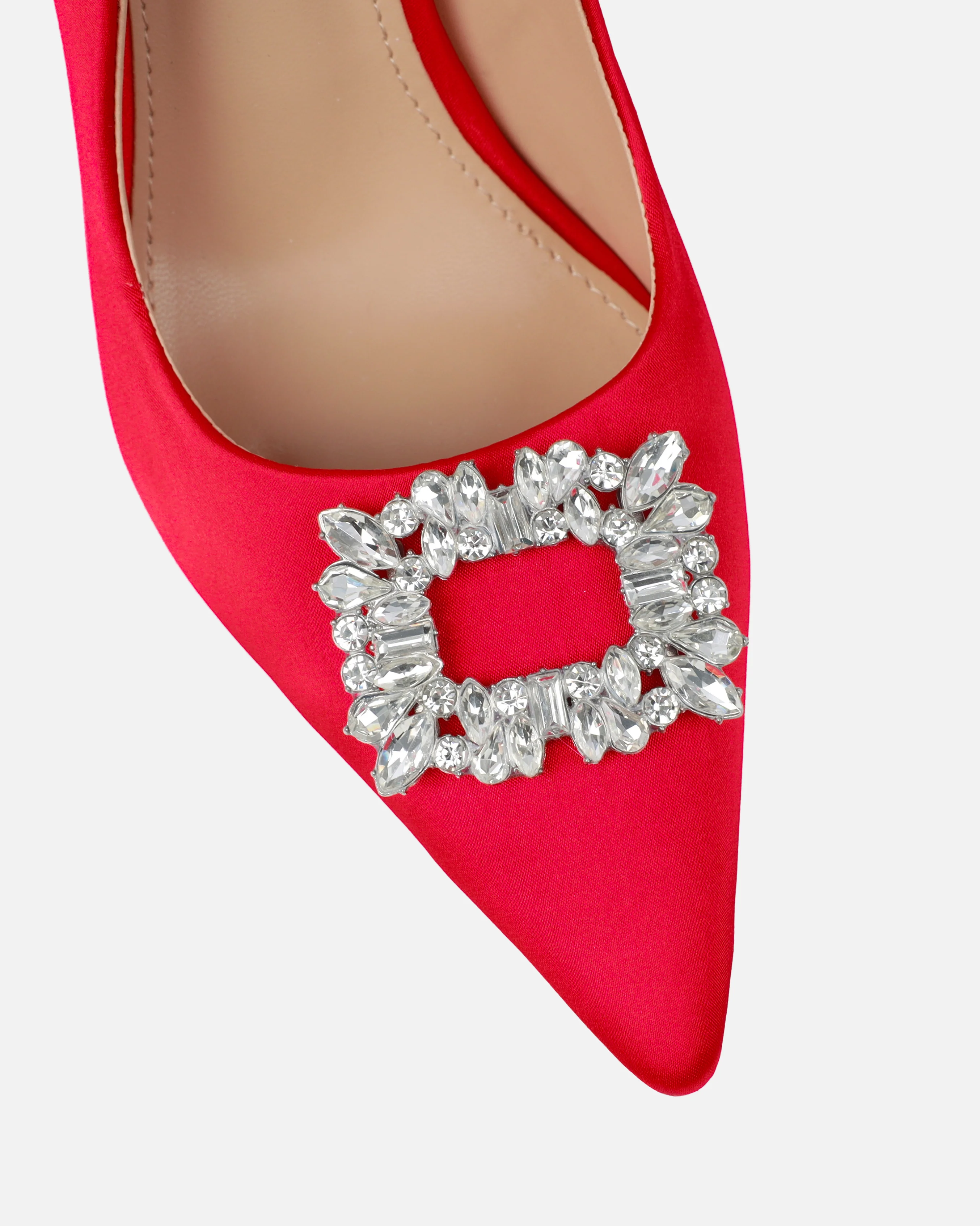 Sparks Red Satin Diamante Court Shoes - Image 4