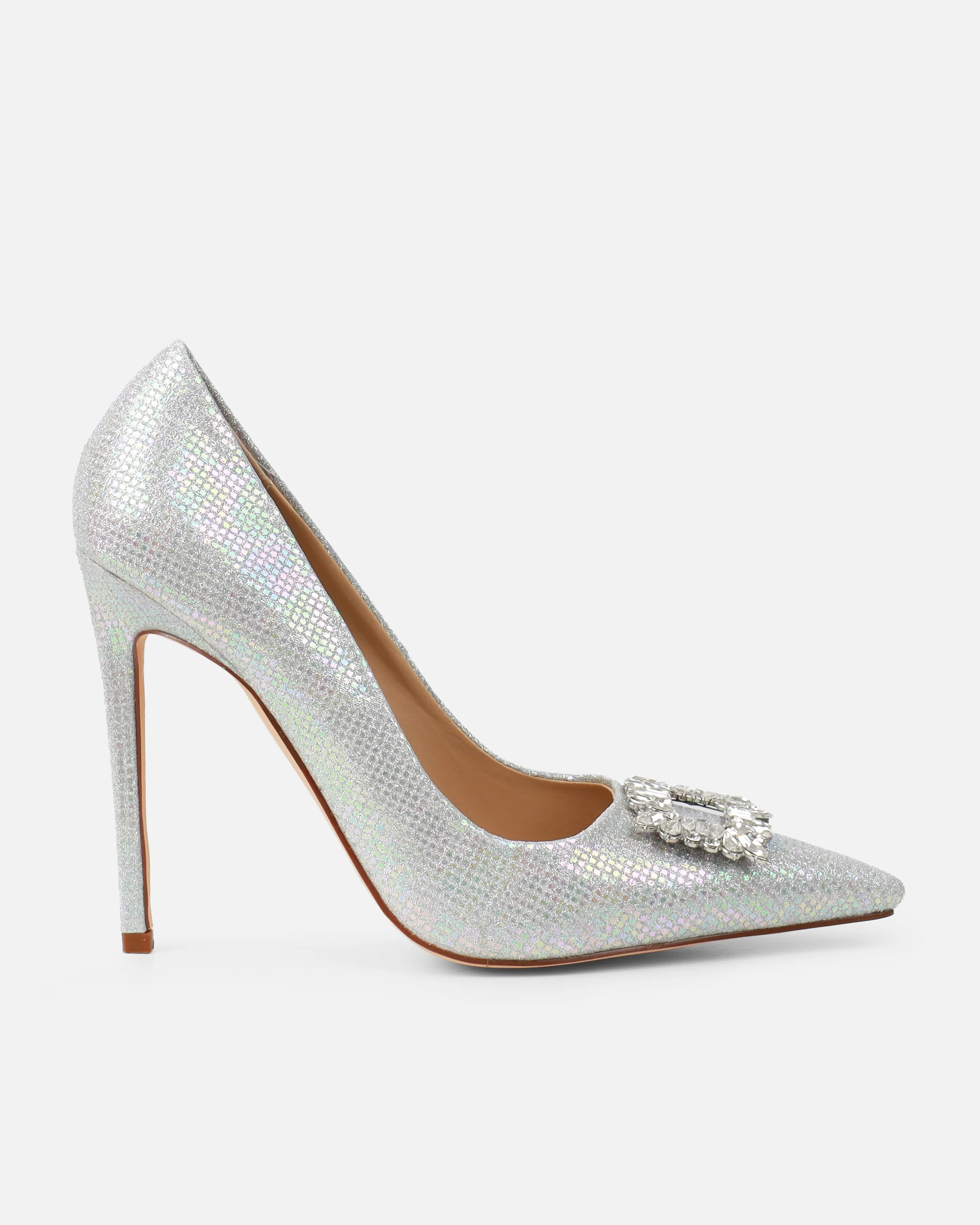 Sparks Silver Shimmer Diamante Court Shoes - Image 2
