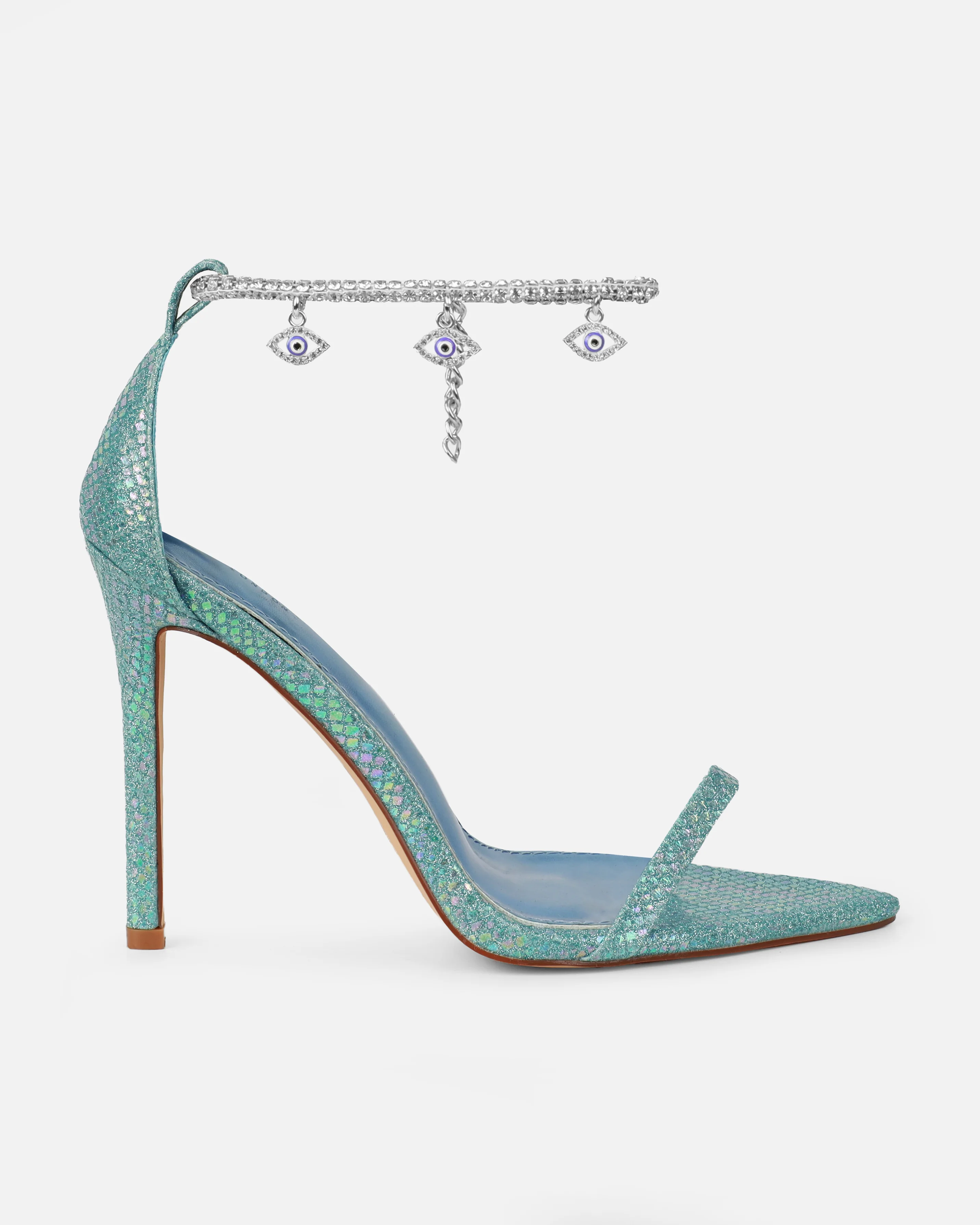 Spirit Blue Glitter Evil Eye Anklet Stiletto Heels - Image 2