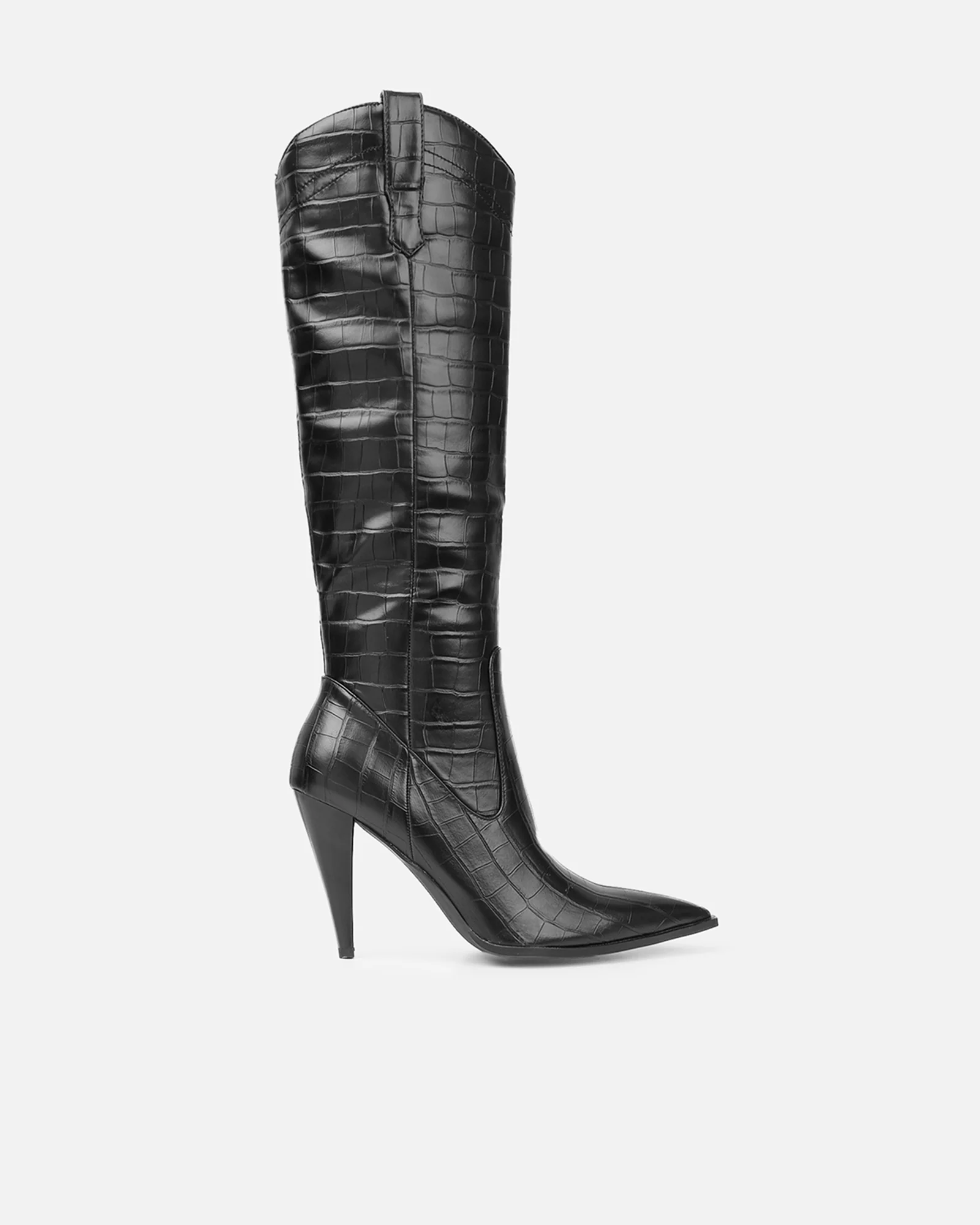 Stapleton Black Croc Effect Western Boots - Image 2