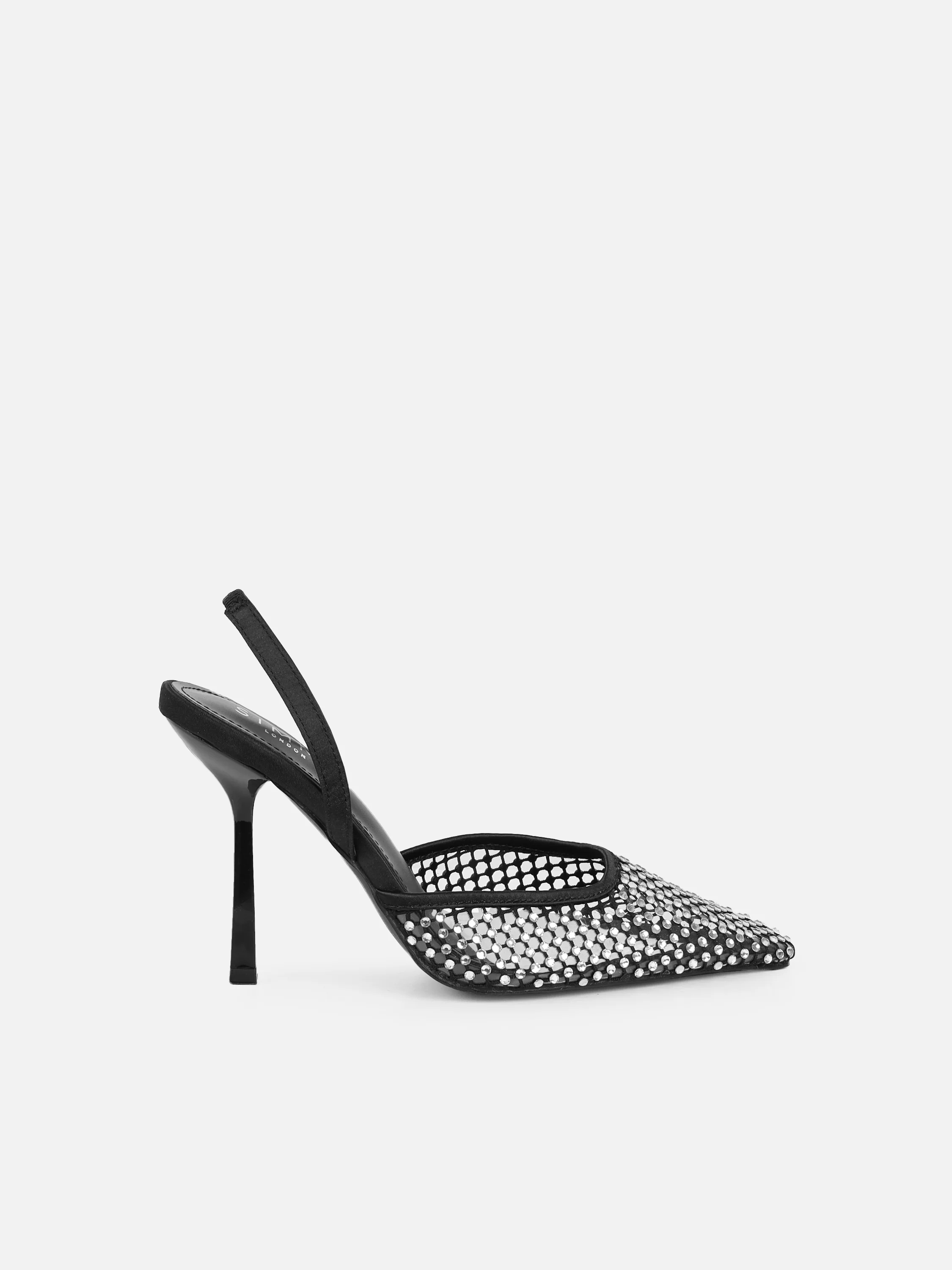 Starlight Black Diamante Mesh Heeled Sandals - Image 2
