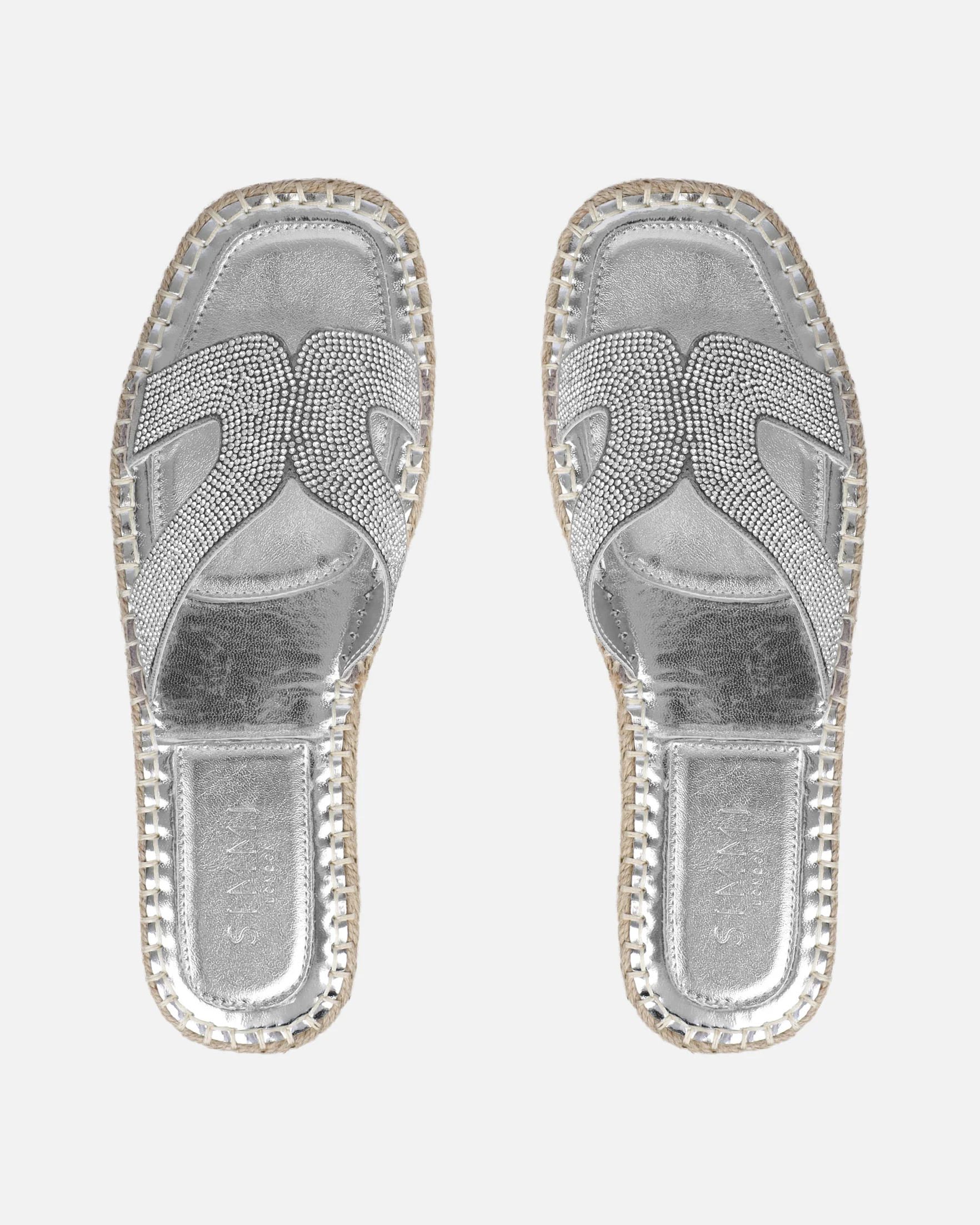 Sutton Silver Espadrille Slide Flat Sandals - Image 3
