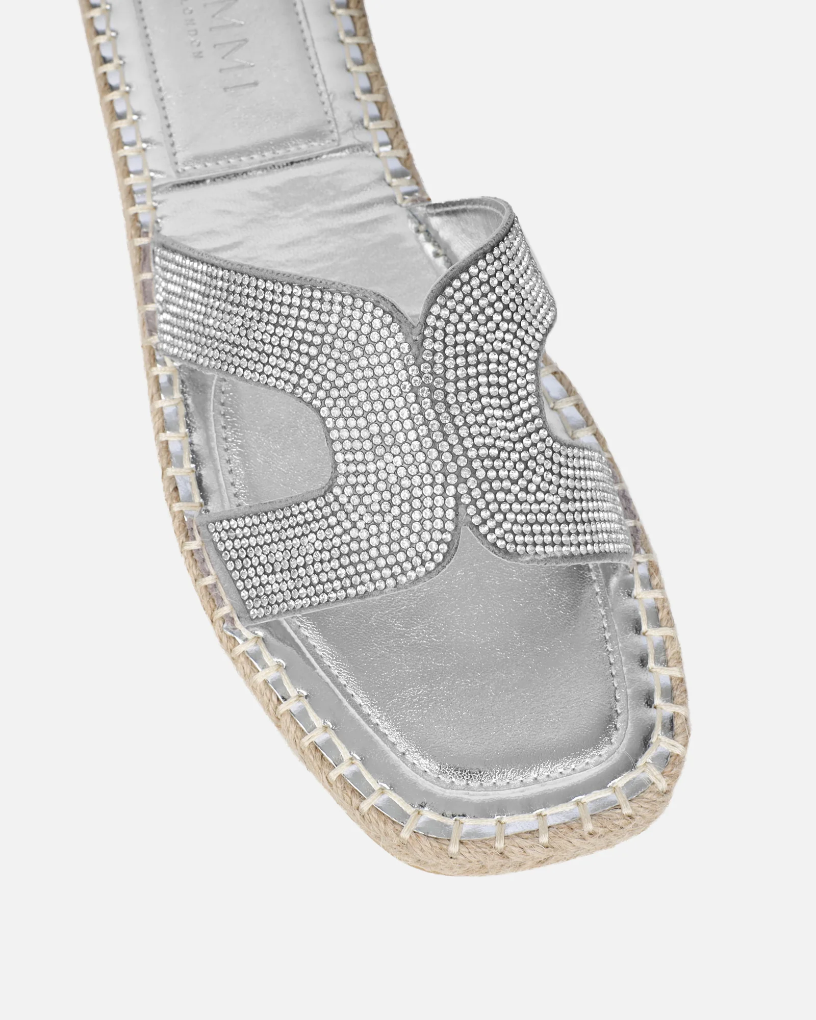 Sutton Silver Espadrille Slide Flat Sandals - Image 4