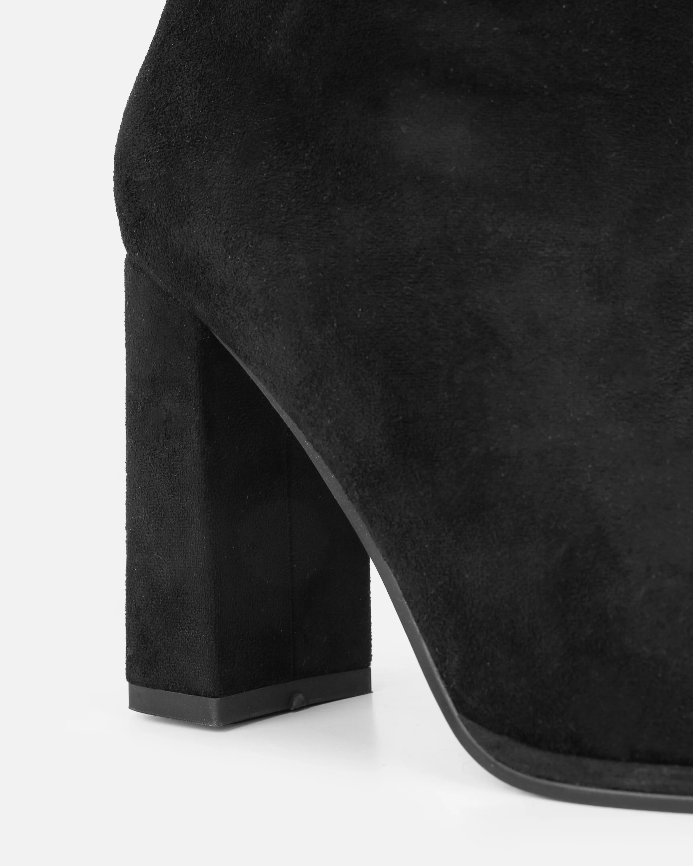 Sylvestor Black Faux Suede Block Heel Slouch Knee High Boots - Image 3
