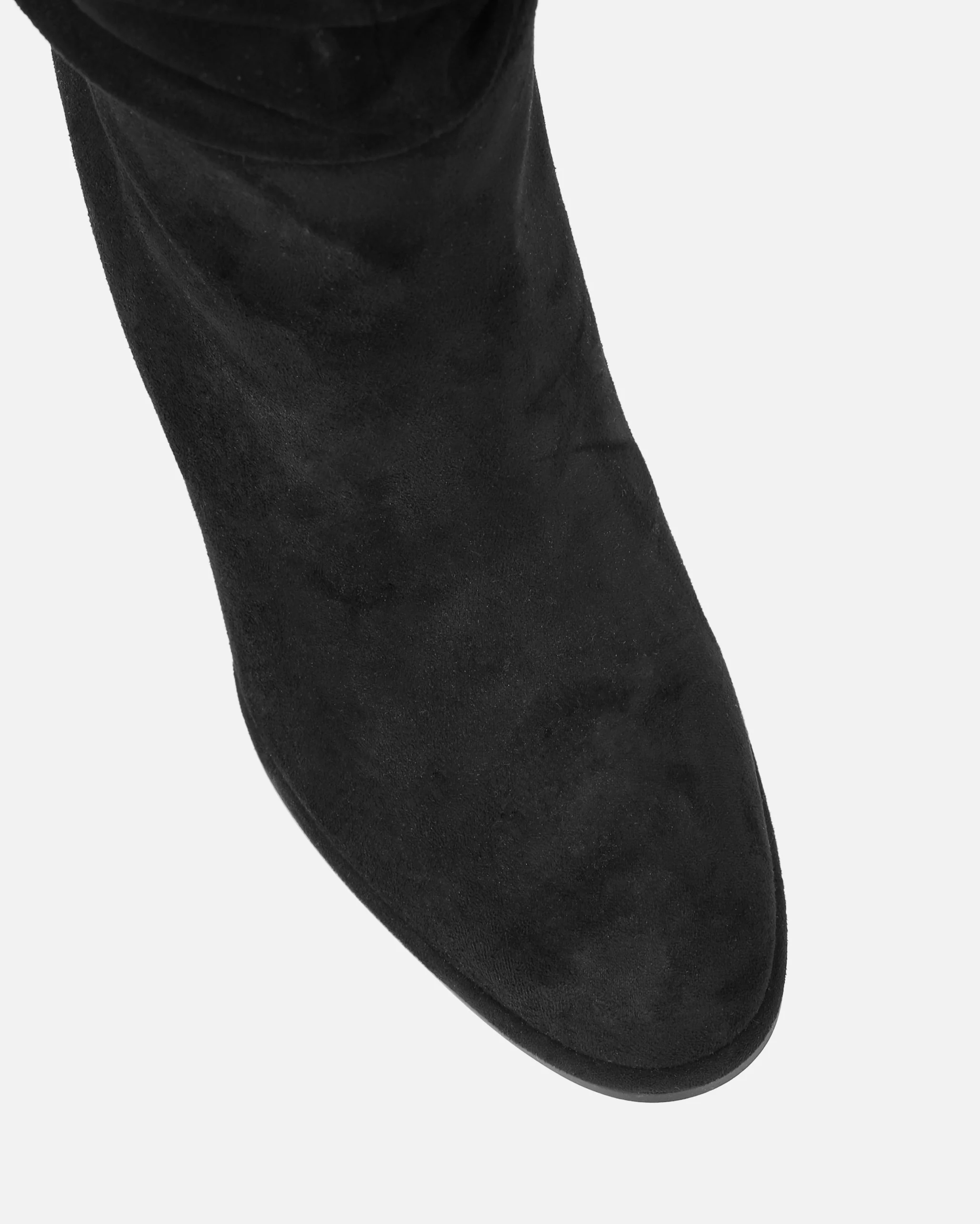 Sylvestor Black Faux Suede Block Heel Slouch Knee High Boots - Image 4