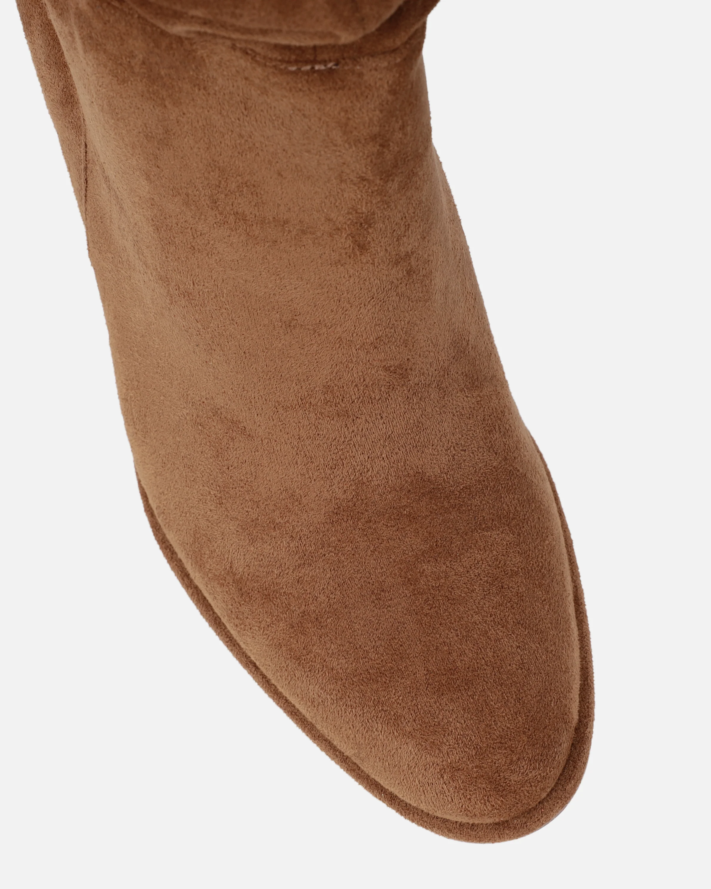 Sylvestor Tan Faux Suede Block Heel Slouch Knee High Boots - Image 4