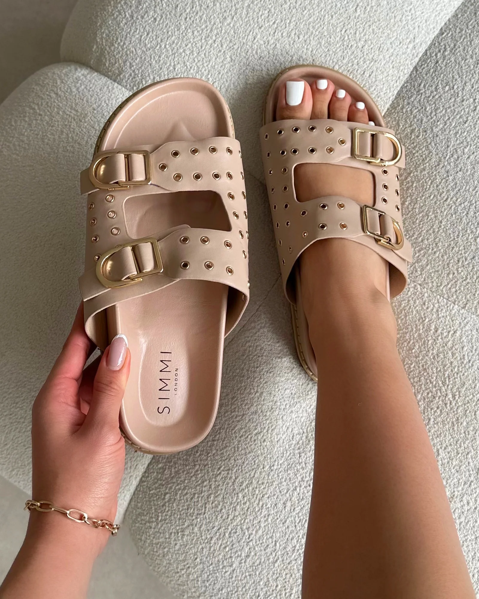 Tabi Nude Slider Sandals