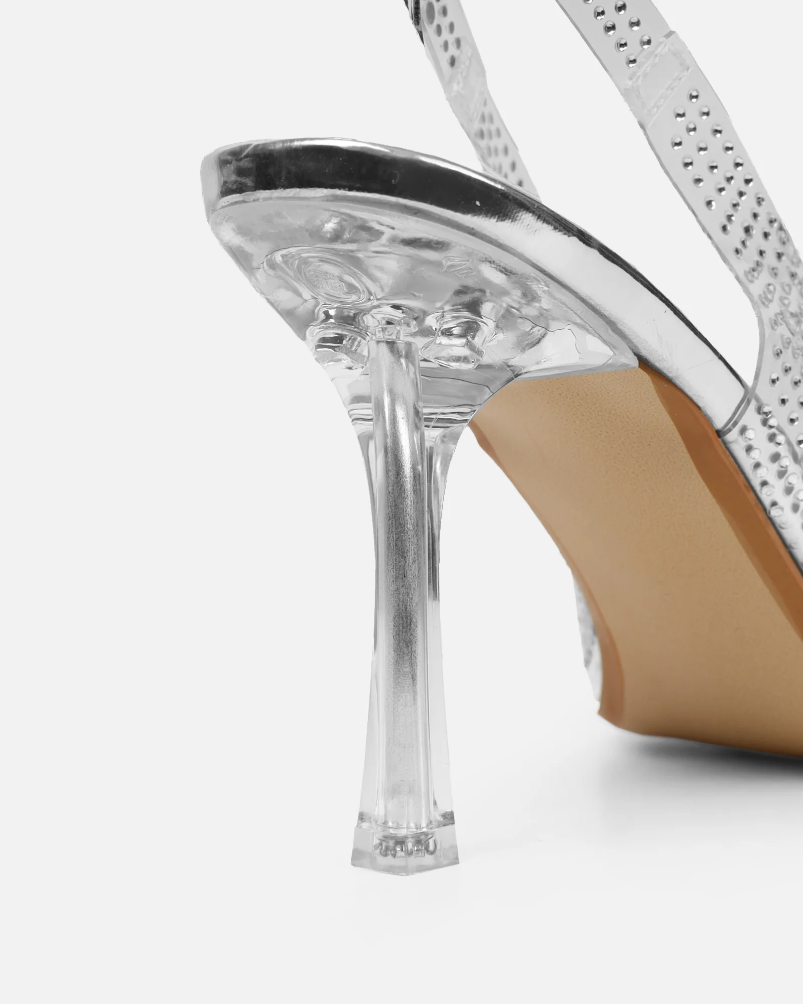 Tahoe Clear Diamante Silver Mirror Court Shoes - Image 3