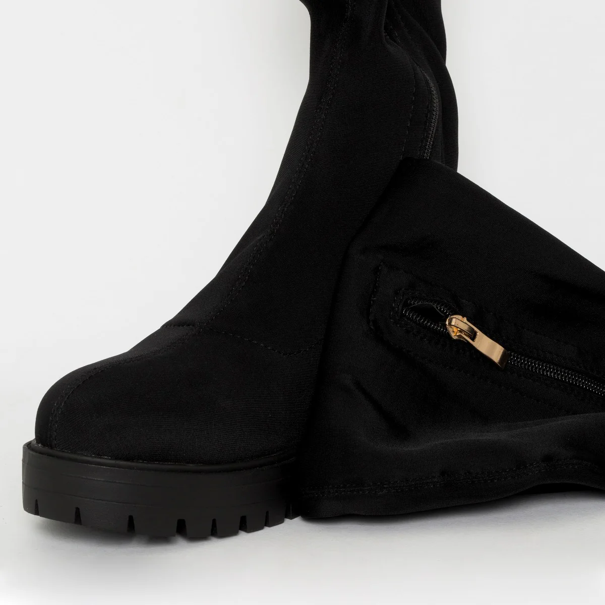 Tamia Black Lycra Flat Over the Knee Boots - Image 4