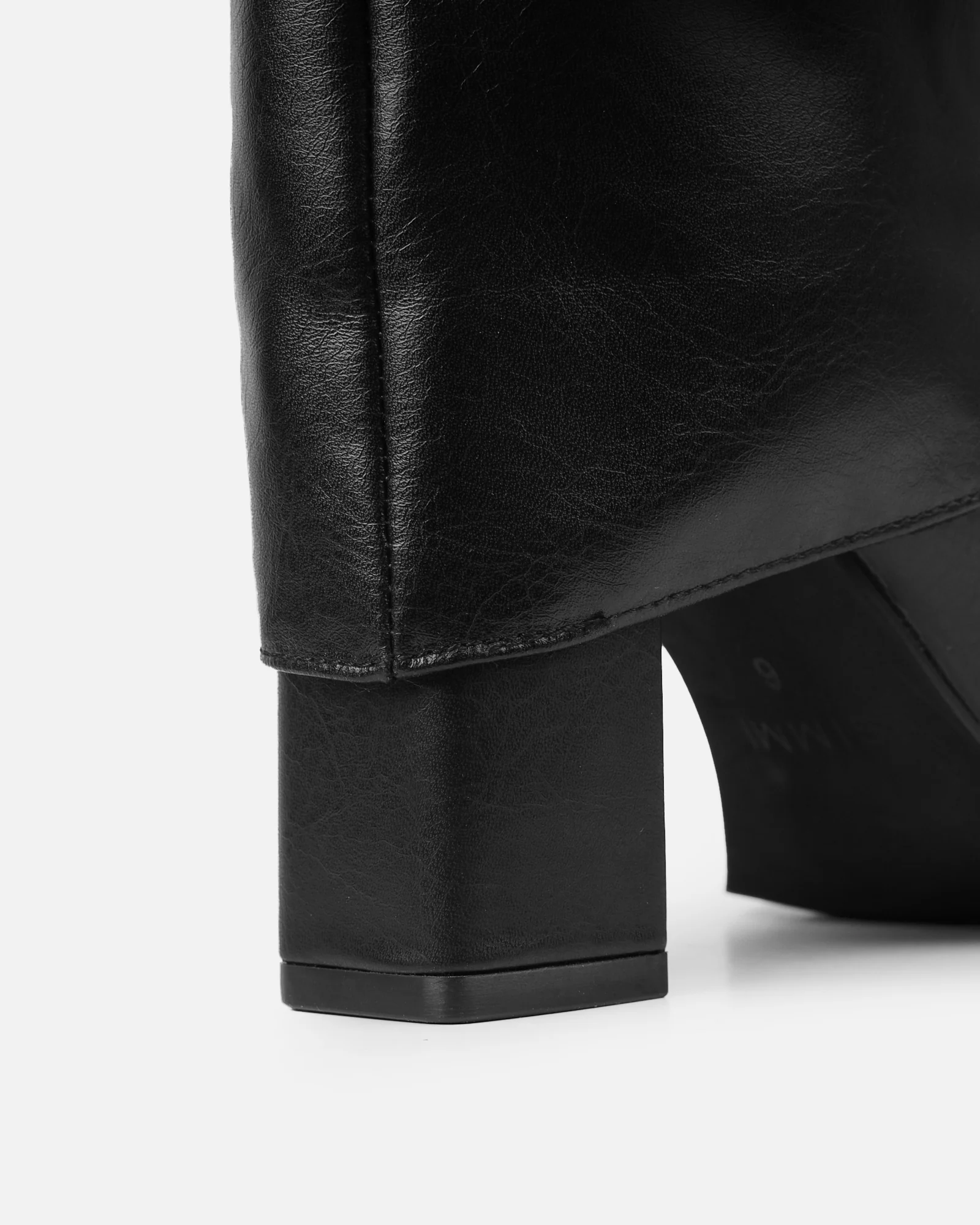 Tamiar Black Fold Over Block Heeled Knee High Boots - Image 3