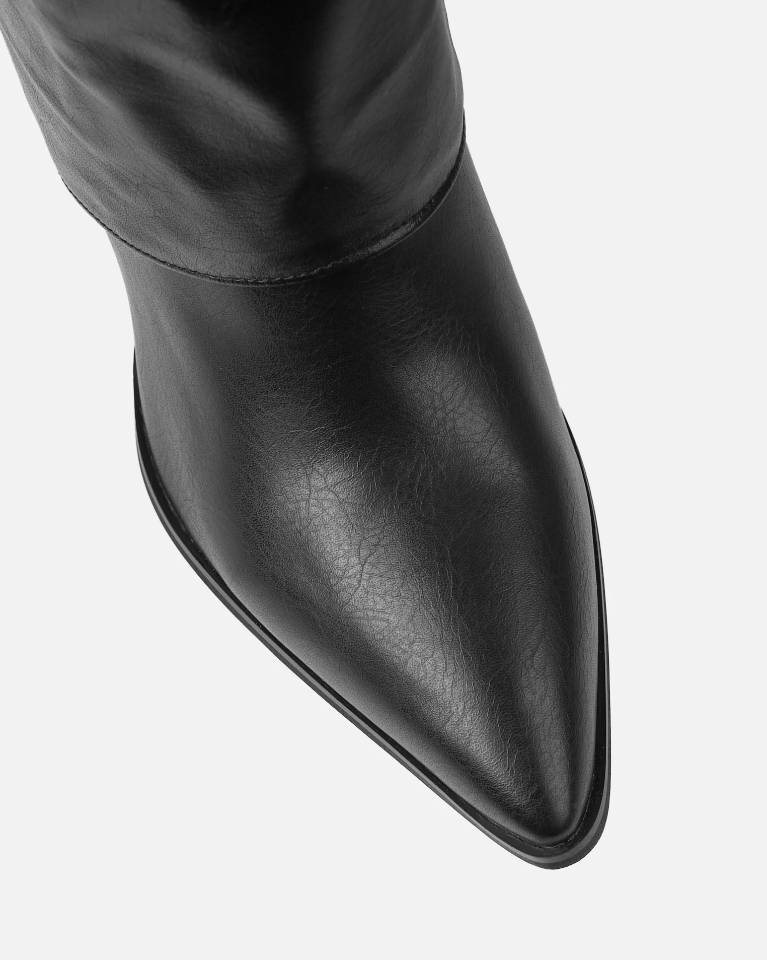 Tamiar Black Fold Over Block Heeled Knee High Boots - Image 4