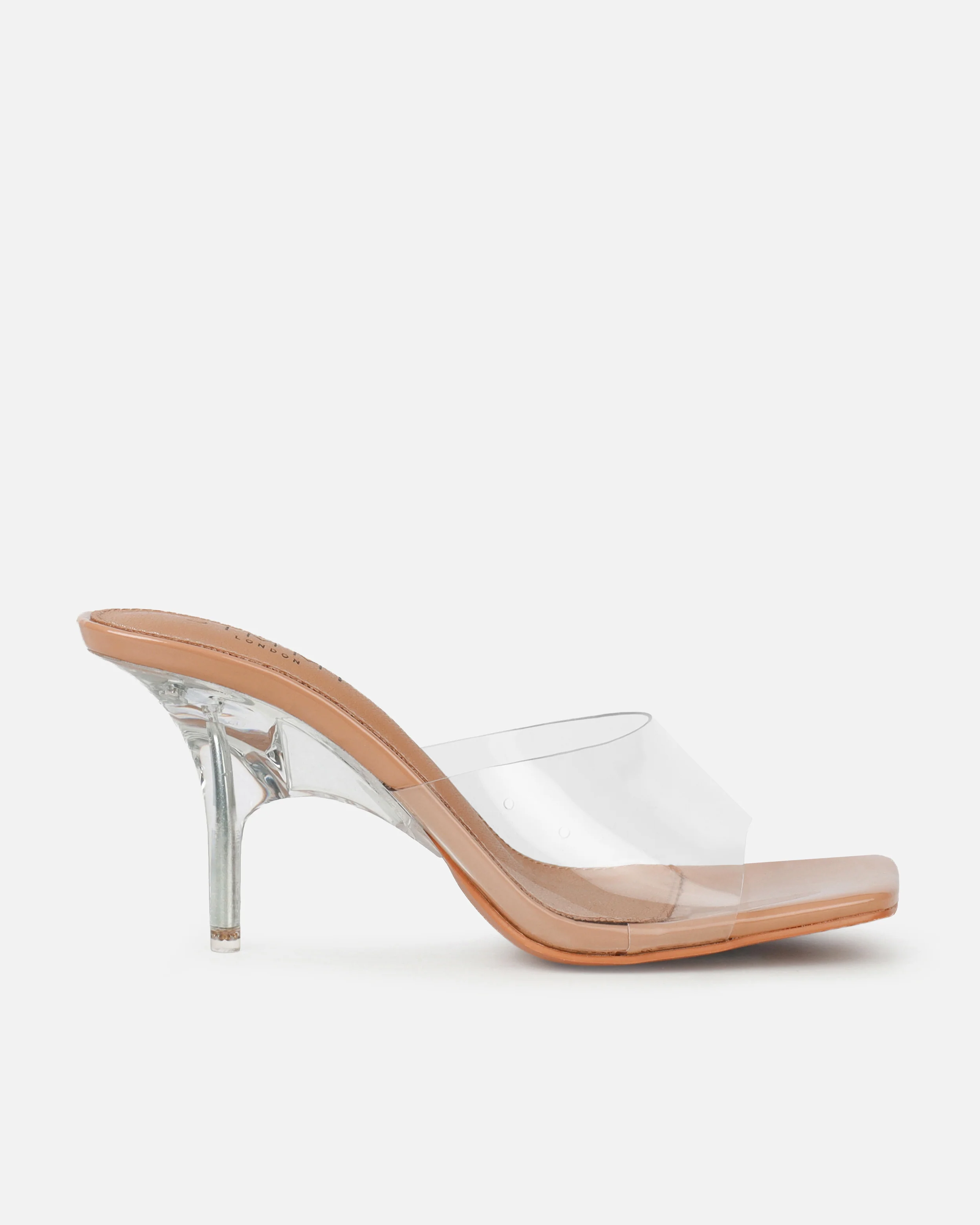 Tammie Nude Clear Mid Heel Mules - Image 2