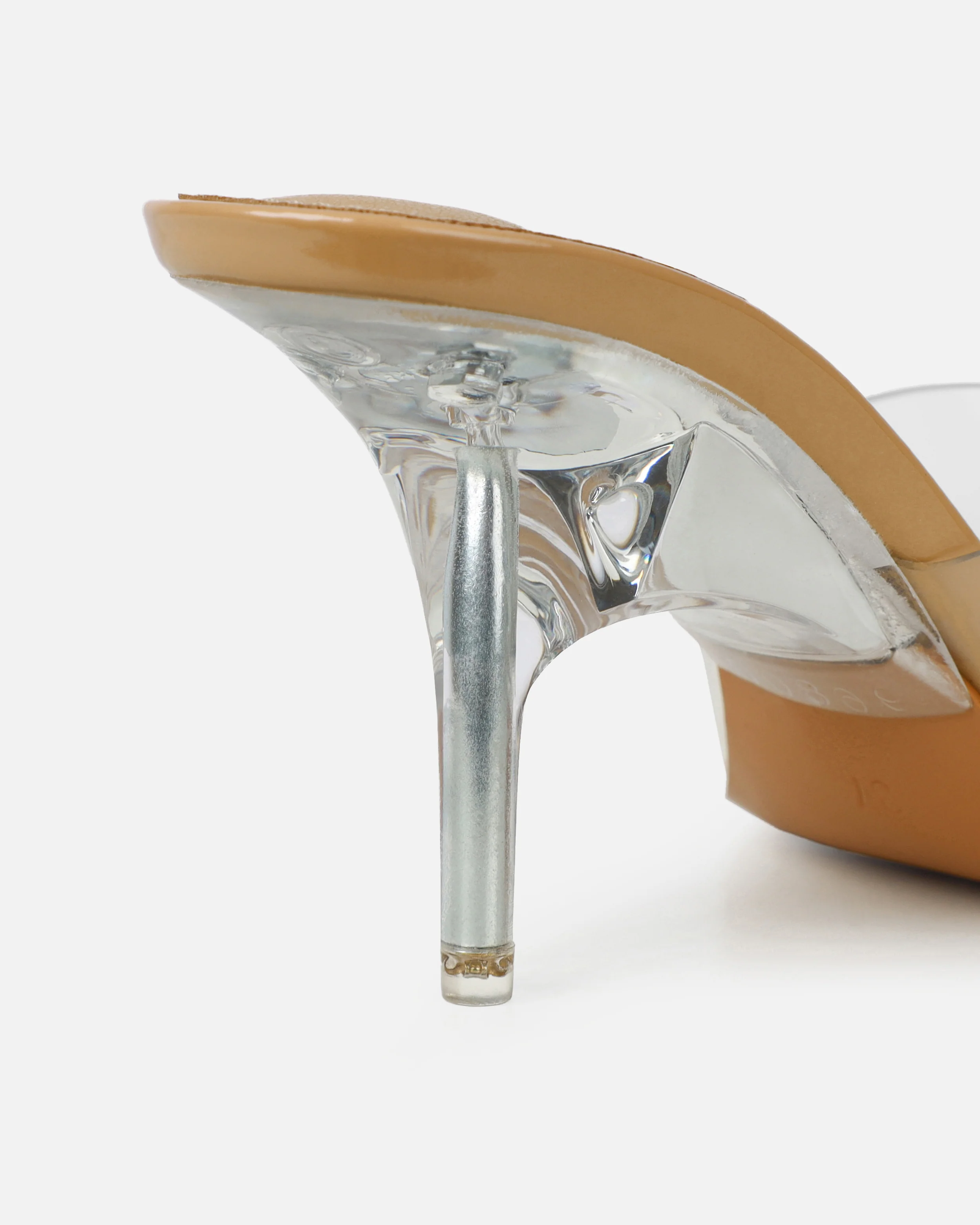 Tammie Nude Clear Mid Heel Mules - Image 3
