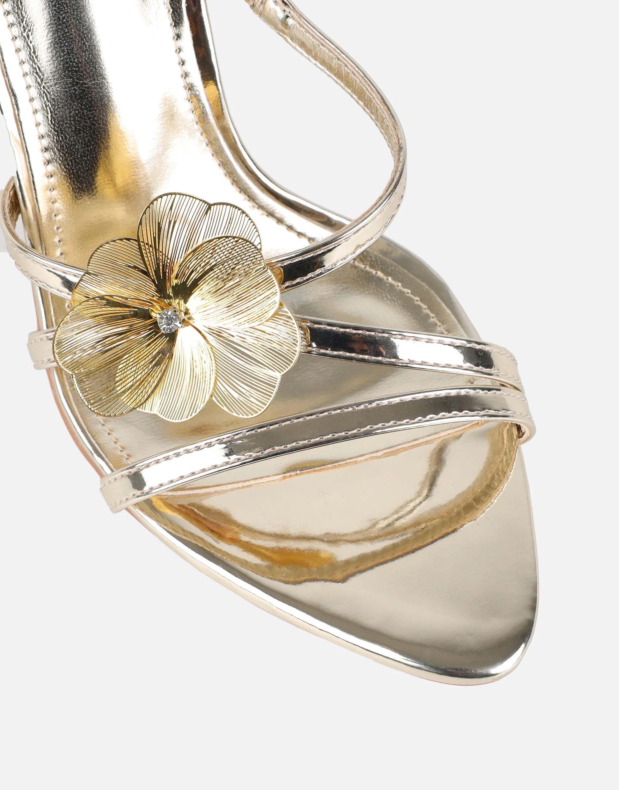 Tandy Gold Mirror Flower Detail Mules - Image 4