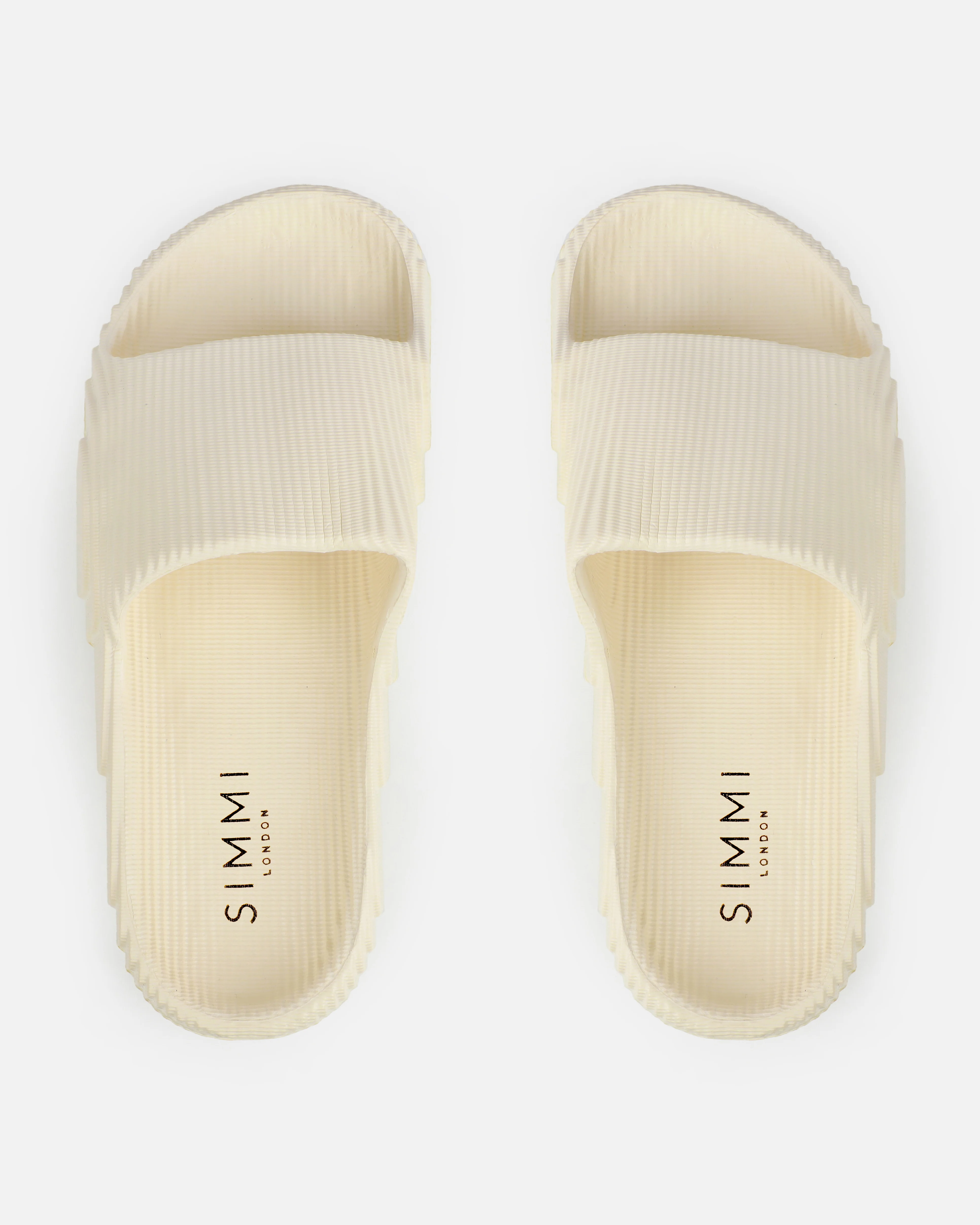 Tazia Cream Textured Moulded Flat Slides - Image 3