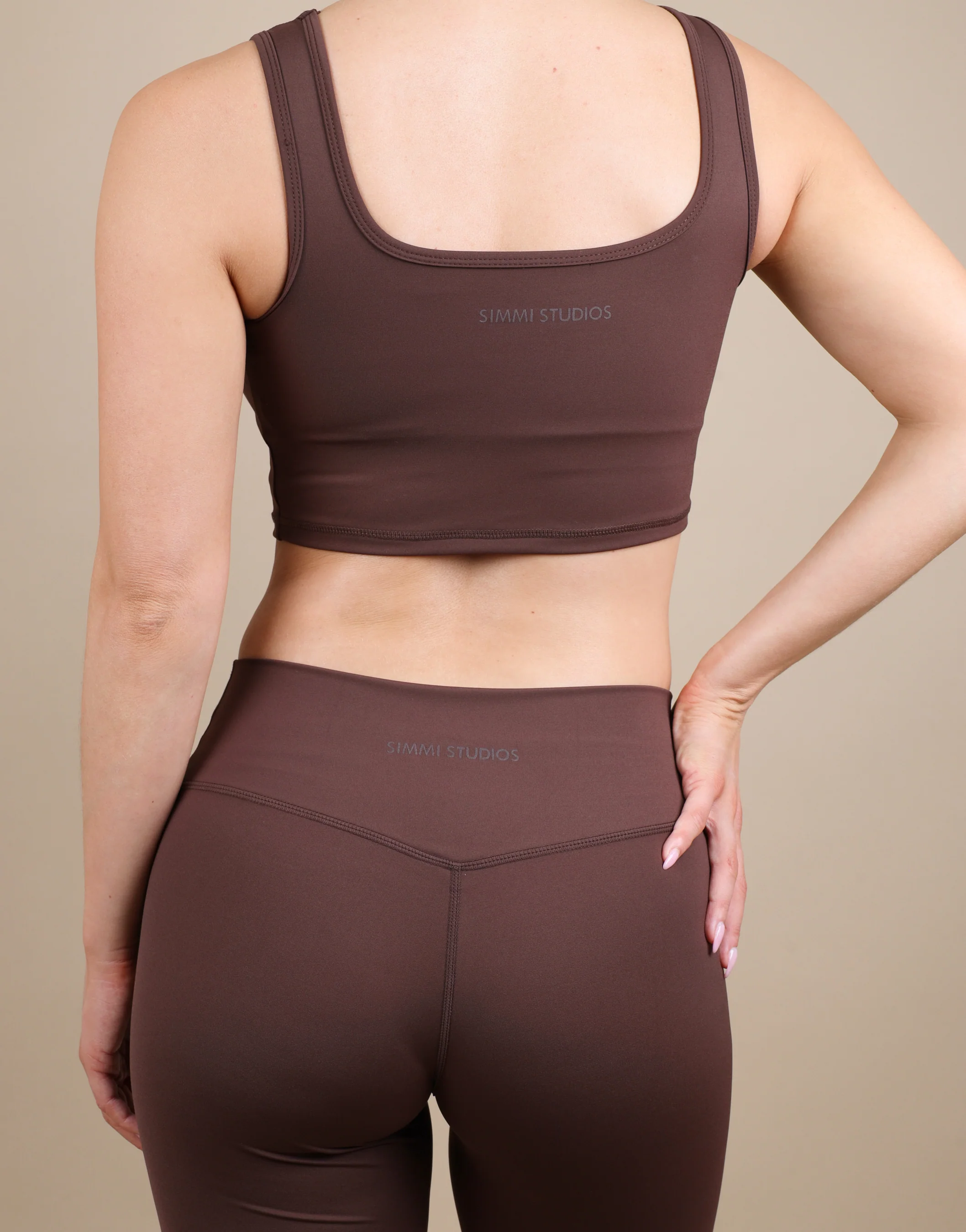Teagan Square Neck Cropped Tank Top In Brown - Image 4