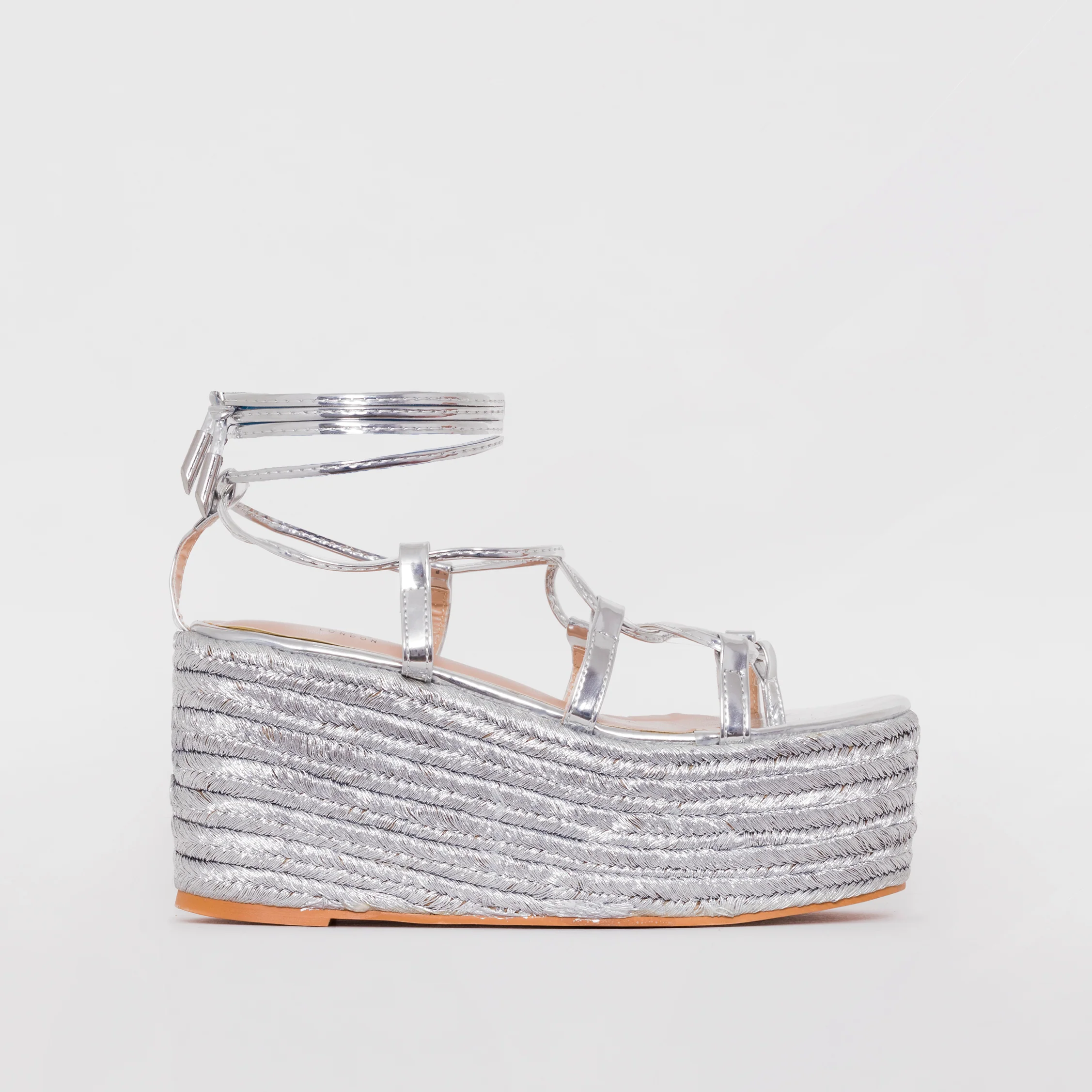 Terisa Silver Mirror Espadrille Flatforms - Image 2