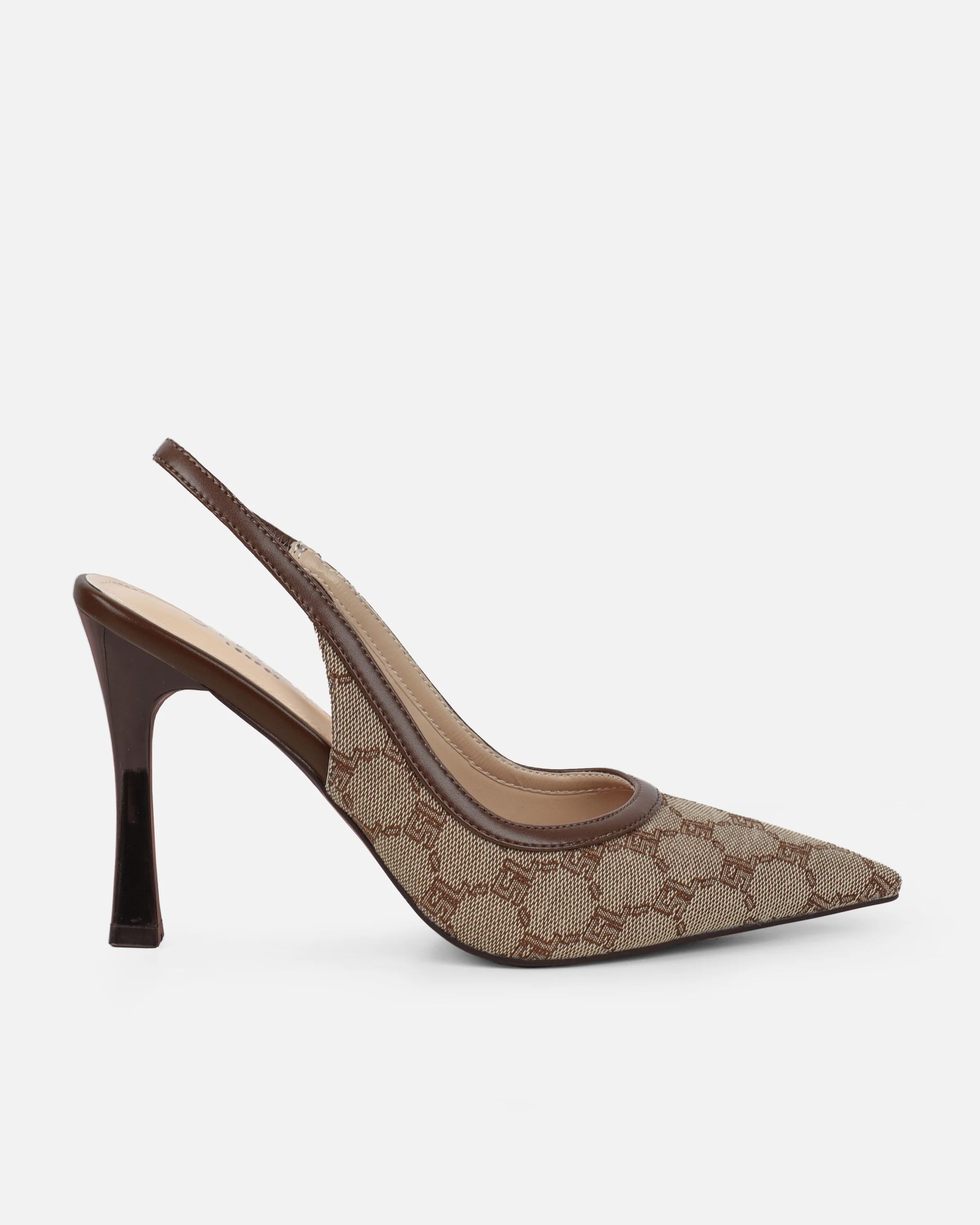 Tessah Brown Monogram Sling Back Court Shoes - Image 2