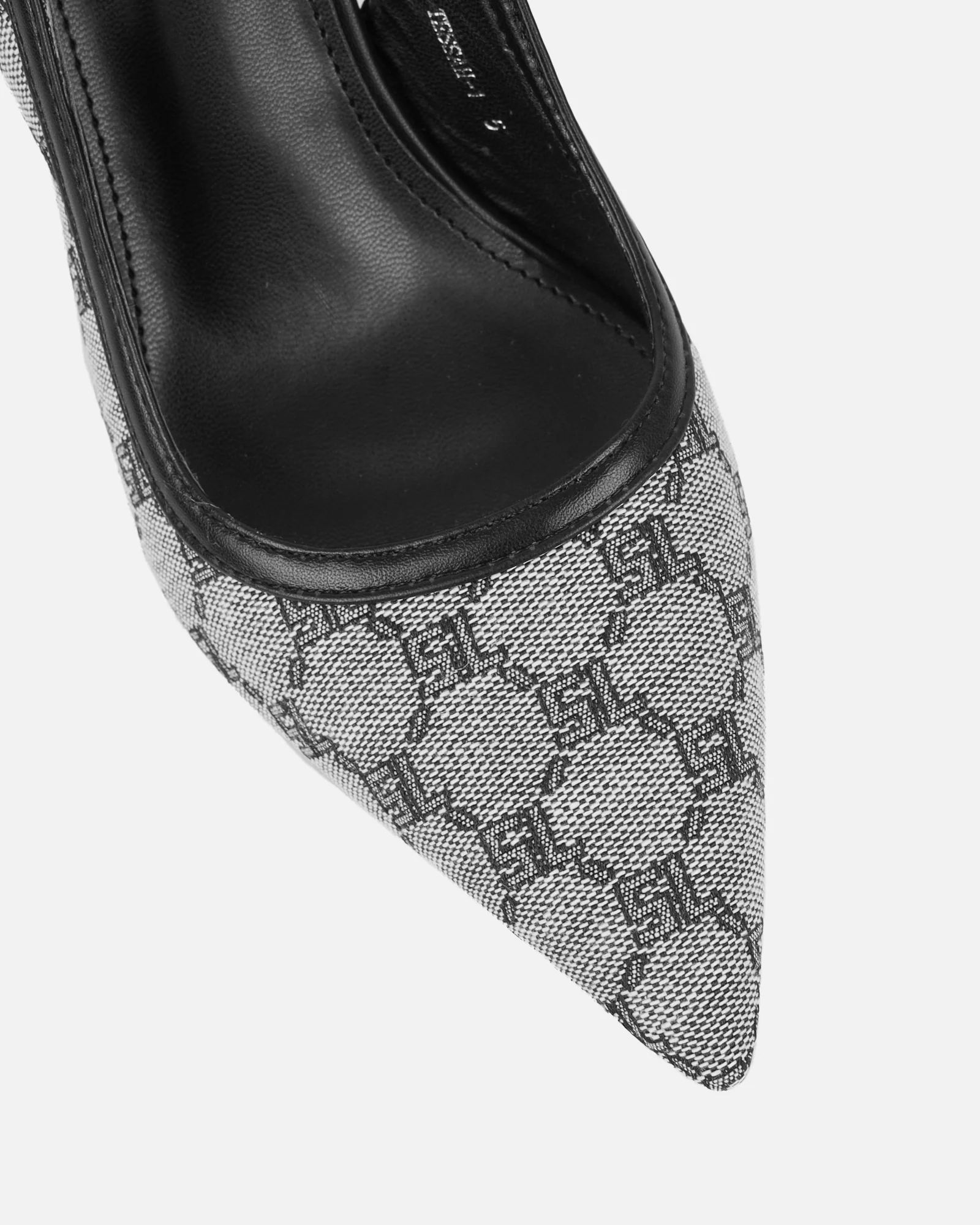 Tessah Grey Monogram Sling Back Court Shoes - Image 4
