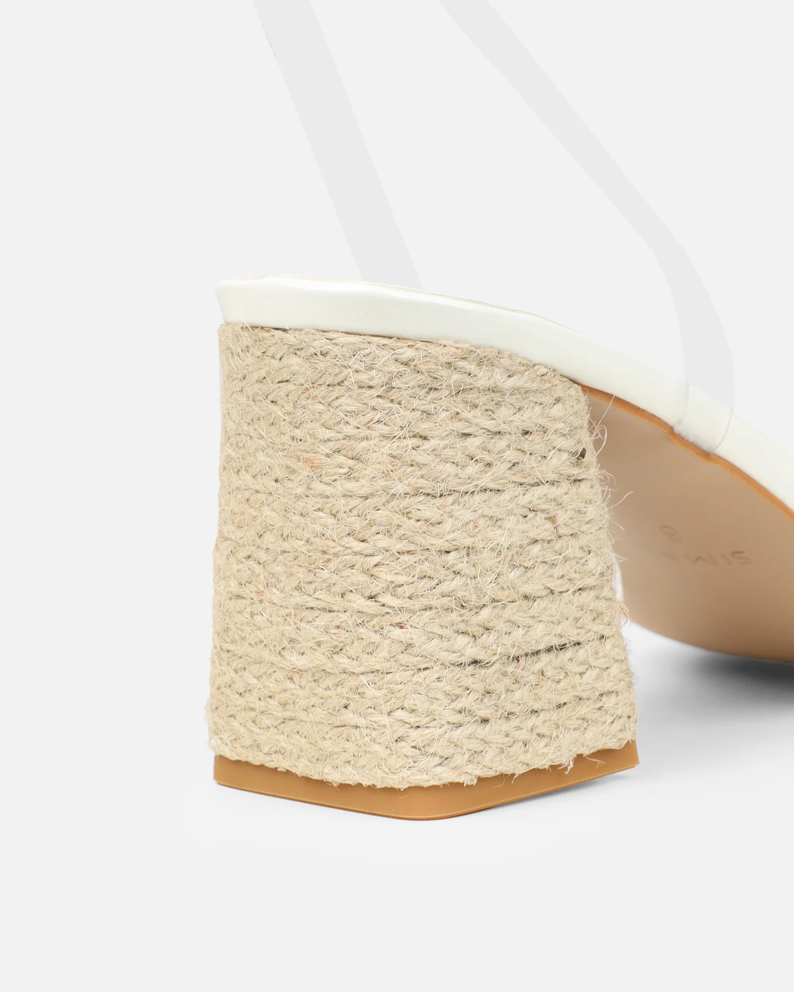 Thames Clear White Pearl Patent Espadrille Block Heeled Sandals - Image 3