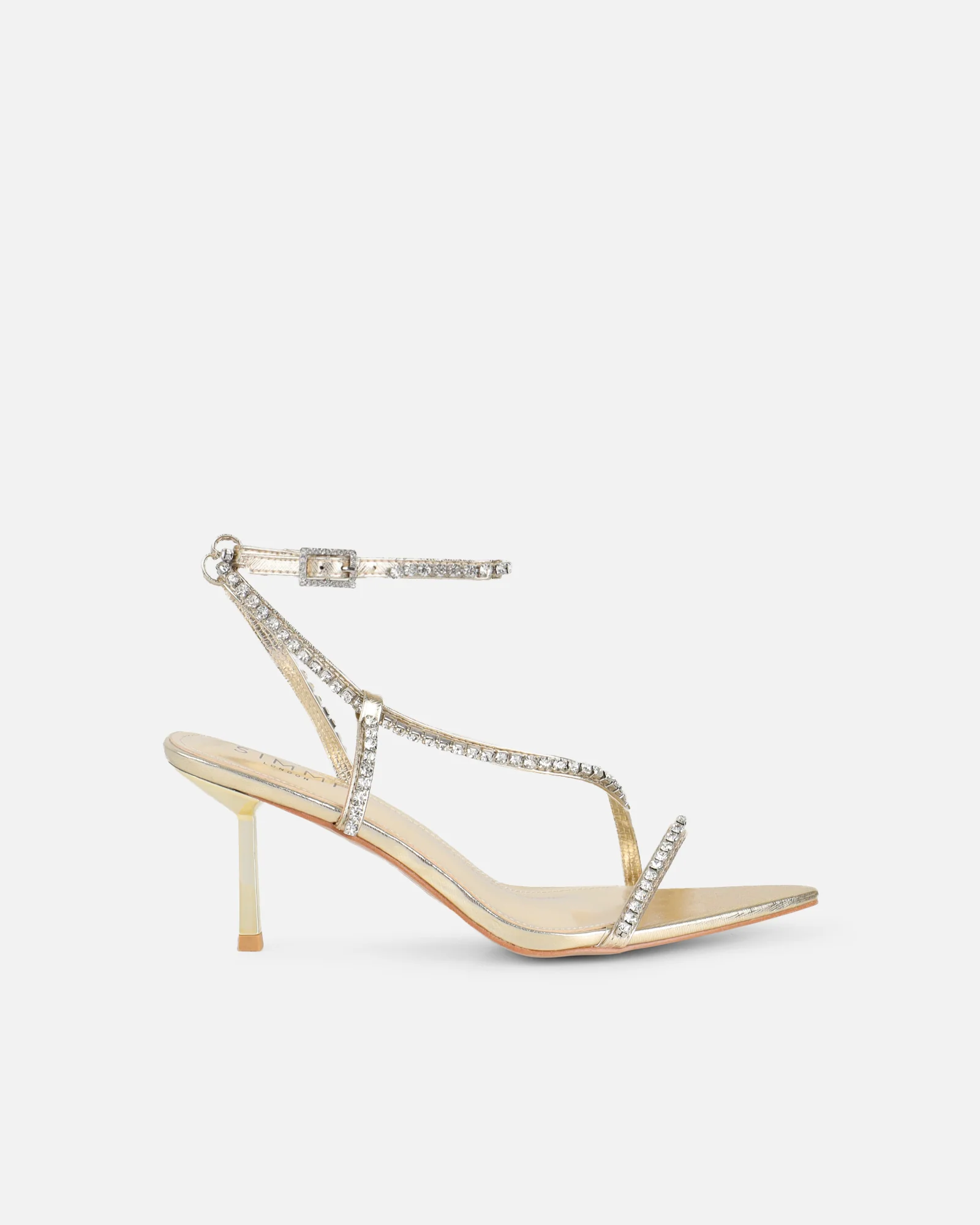 Thesus Gold Mirror Diamante Heeled Sandals - Image 2