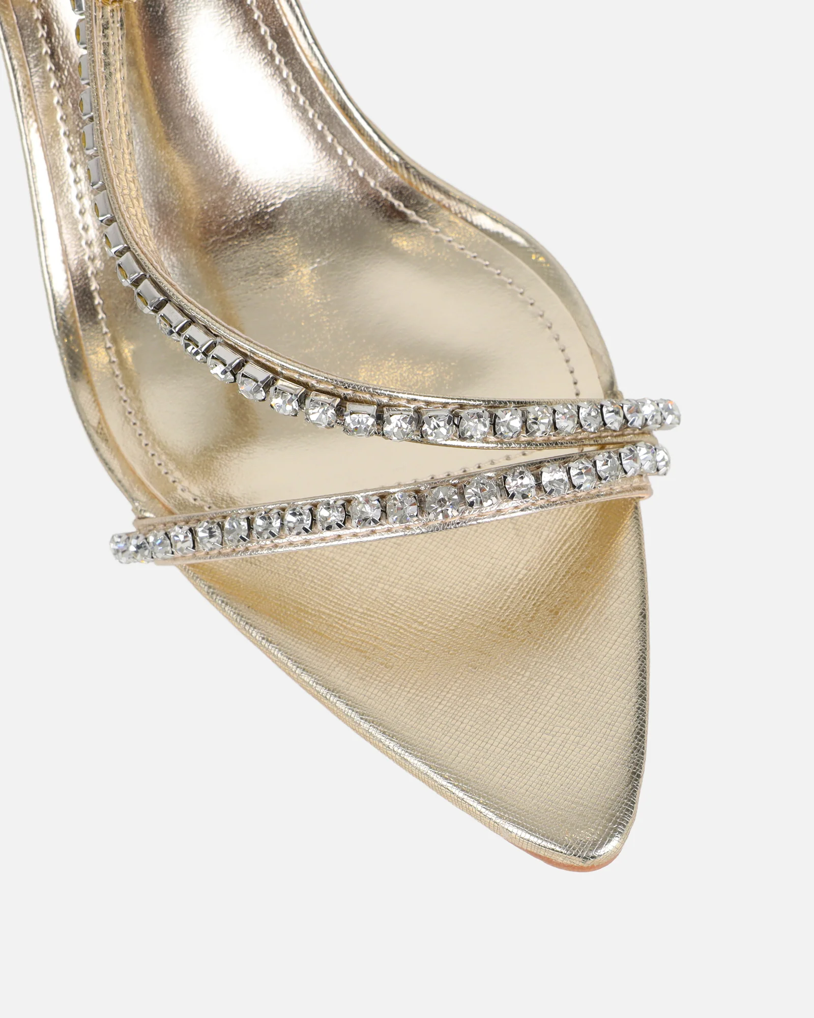 Thesus Gold Mirror Diamante Heeled Sandals - Image 3