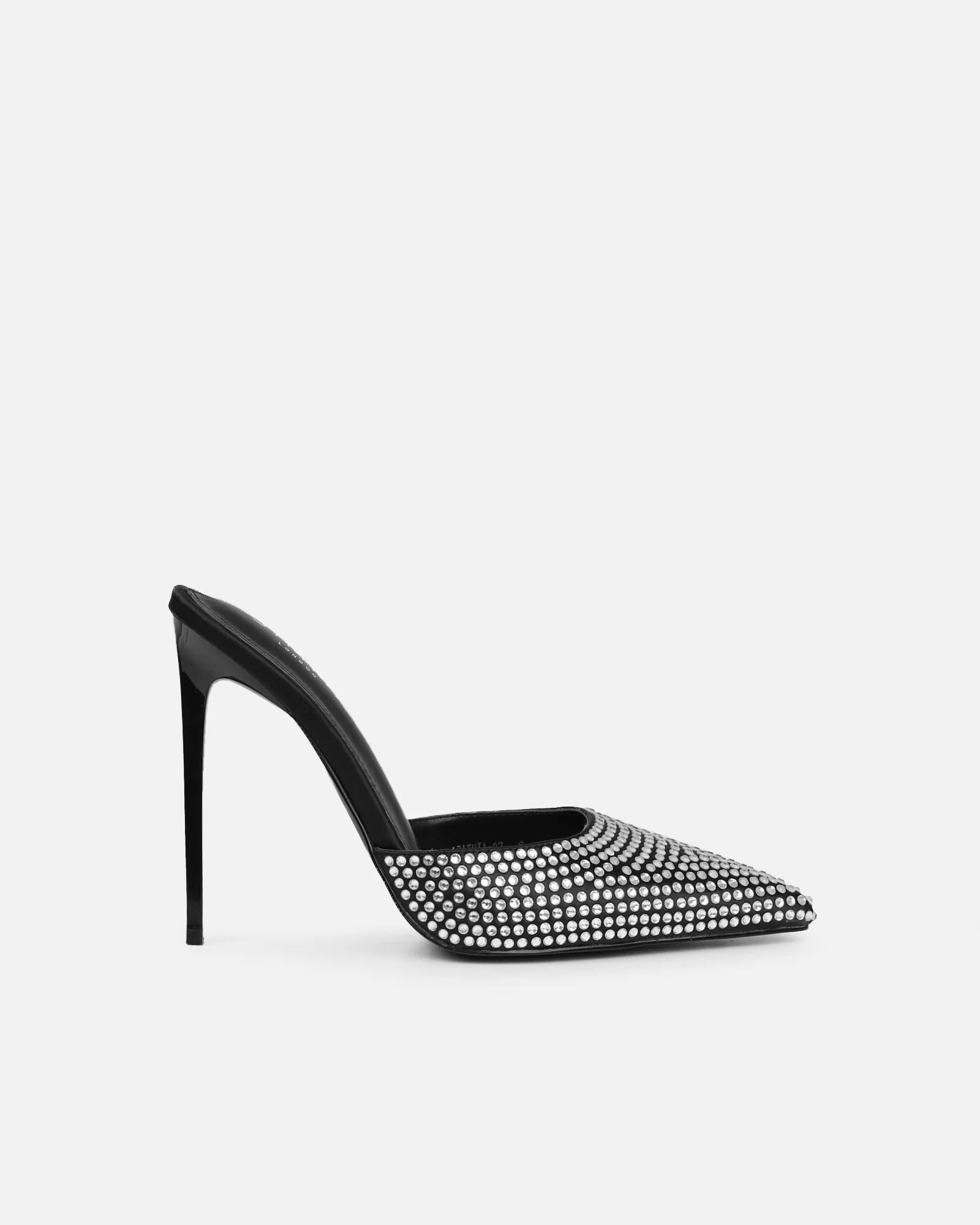 Thia Black Satin Diamante Mules - Image 2