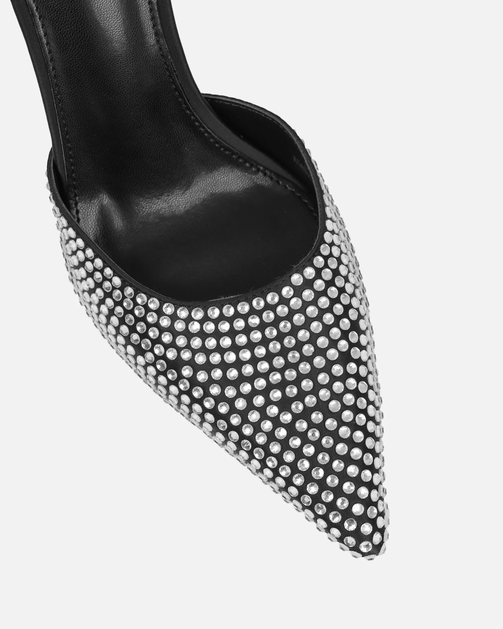 Thia Black Satin Diamante Mules - Image 4