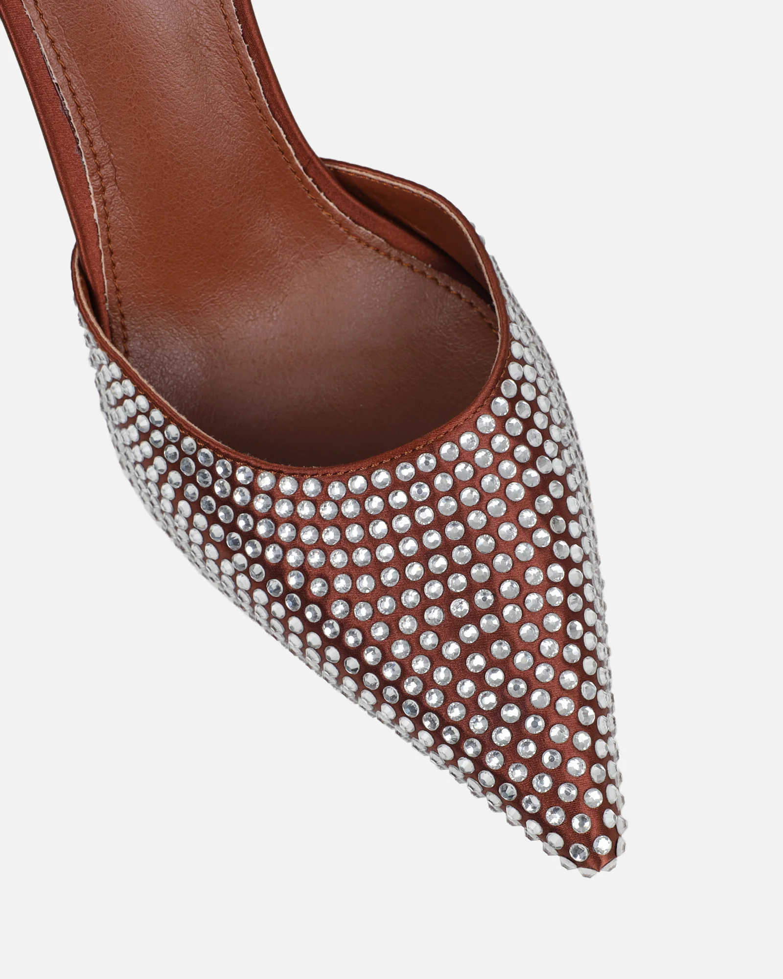 Thia Brown Satin Diamante Mules - Image 4