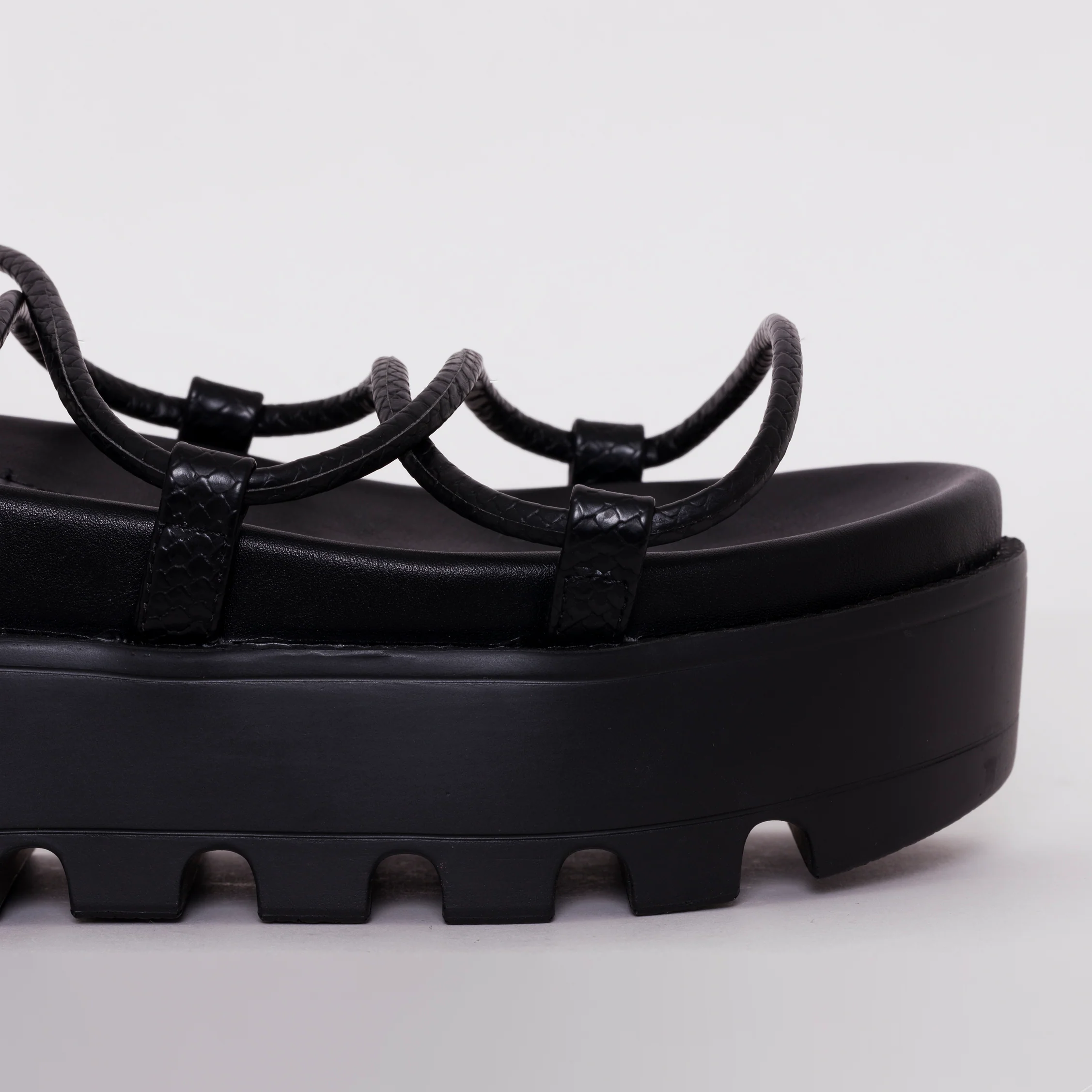 Thoma Black Lizard Print Lace Up Flatforms - Image 3