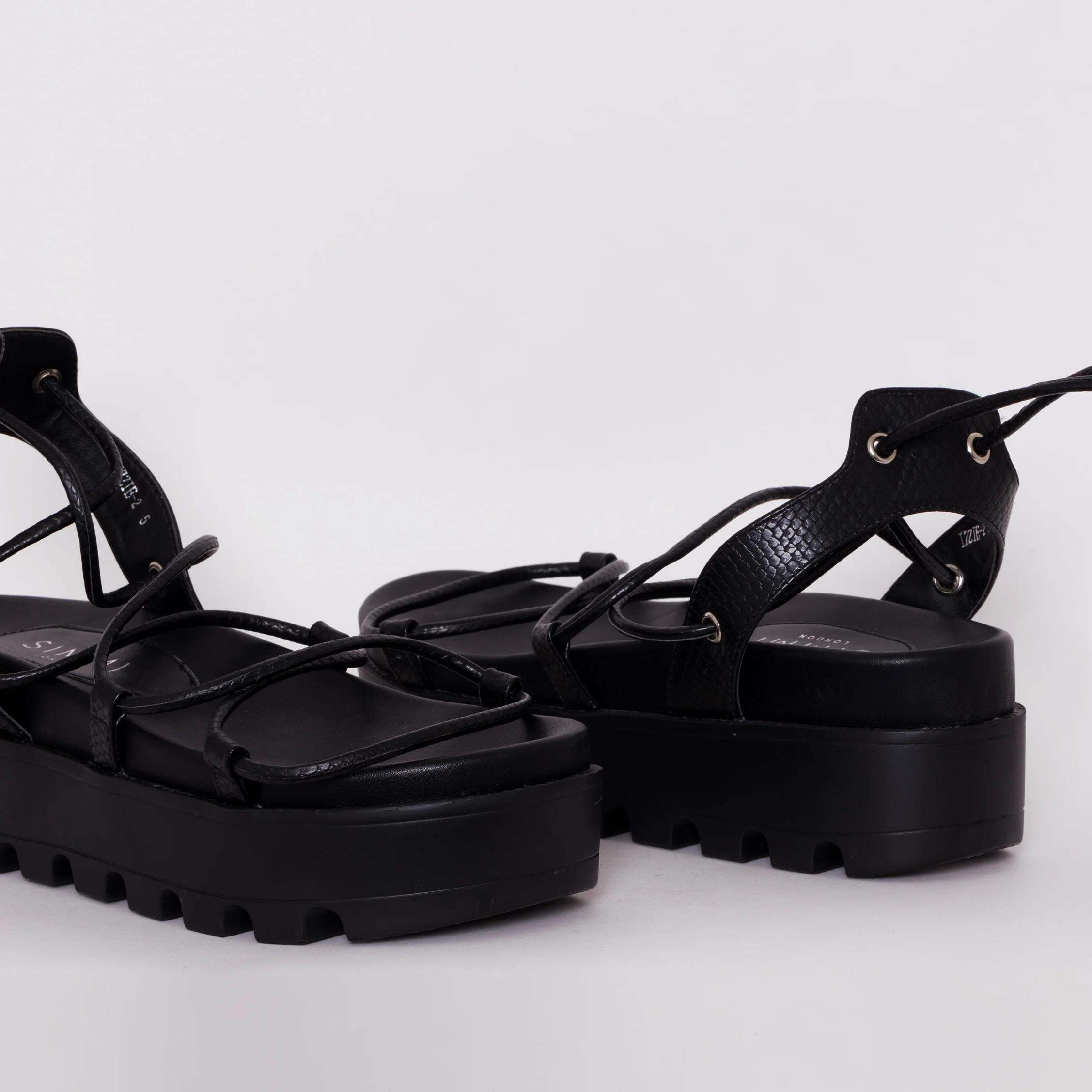 Thoma Black Lizard Print Lace Up Flatforms - Image 5