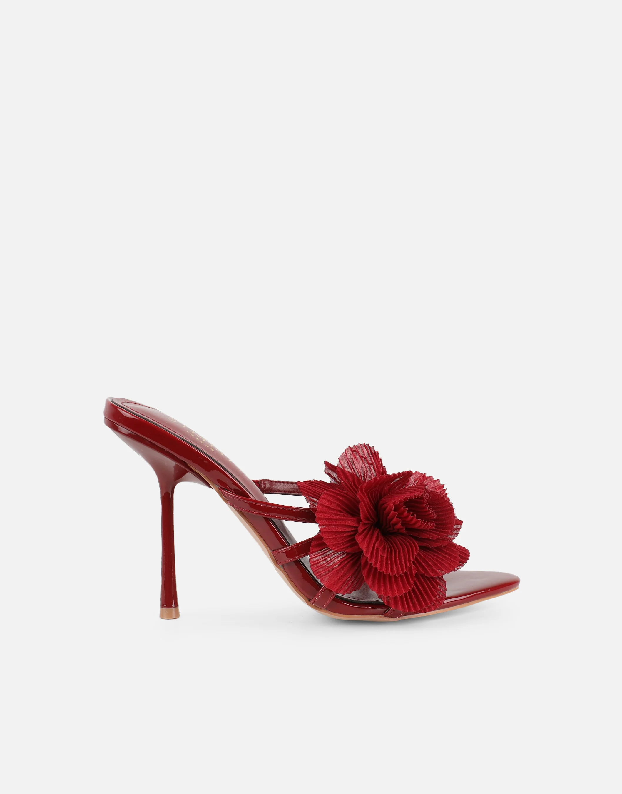 Tina Red Patent Flower Detail Heeled Sandals - Image 2
