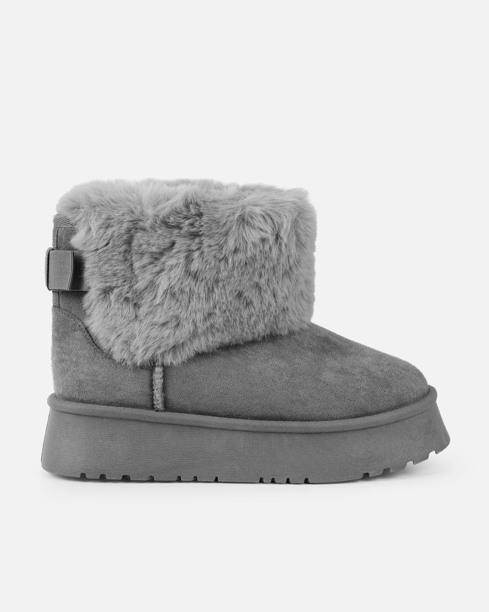 Tomiee Grey Faux Suede Fur Trimmed Ankle Boots - Image 2