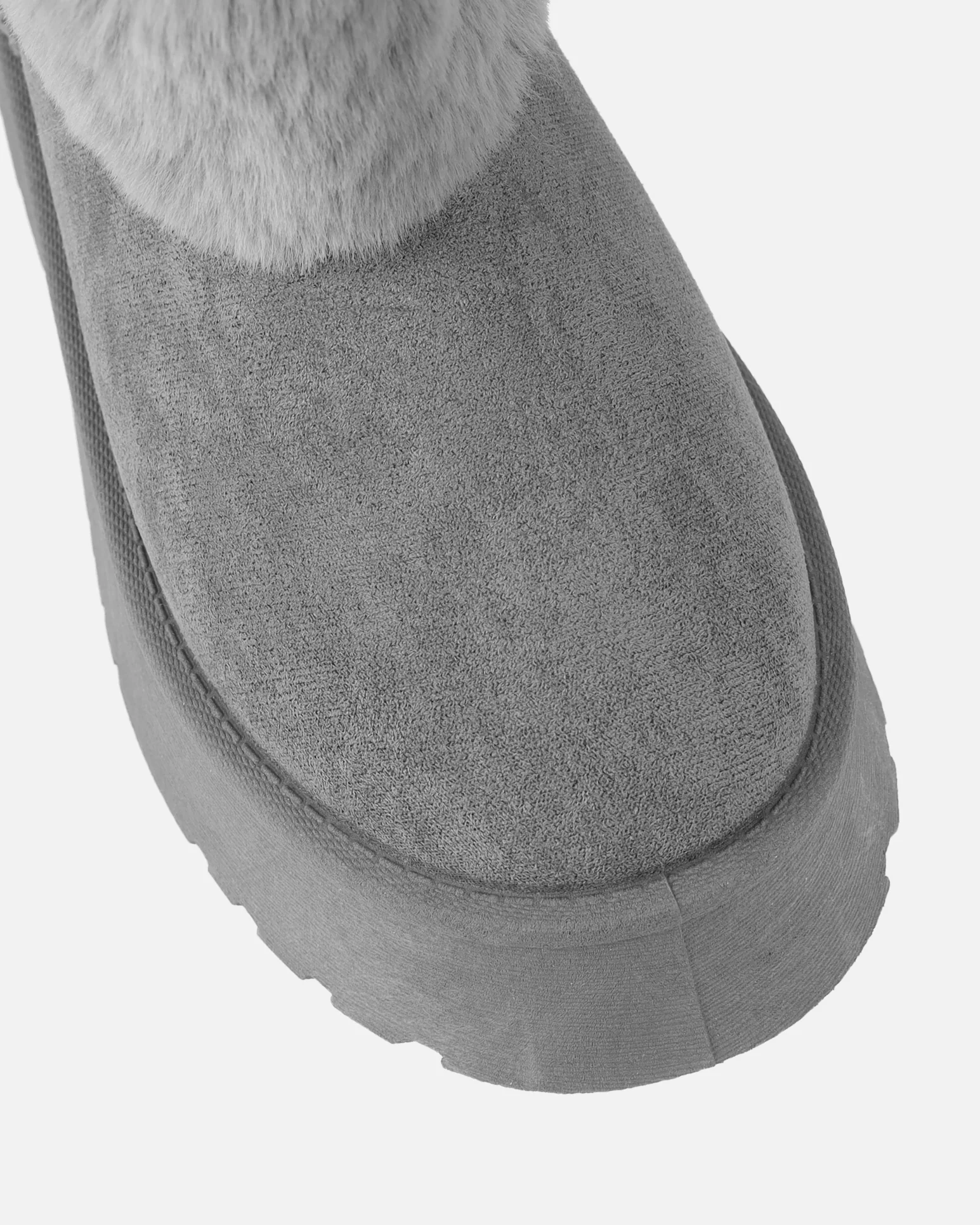 Tomiee Grey Faux Suede Fur Trimmed Ankle Boots - Image 4