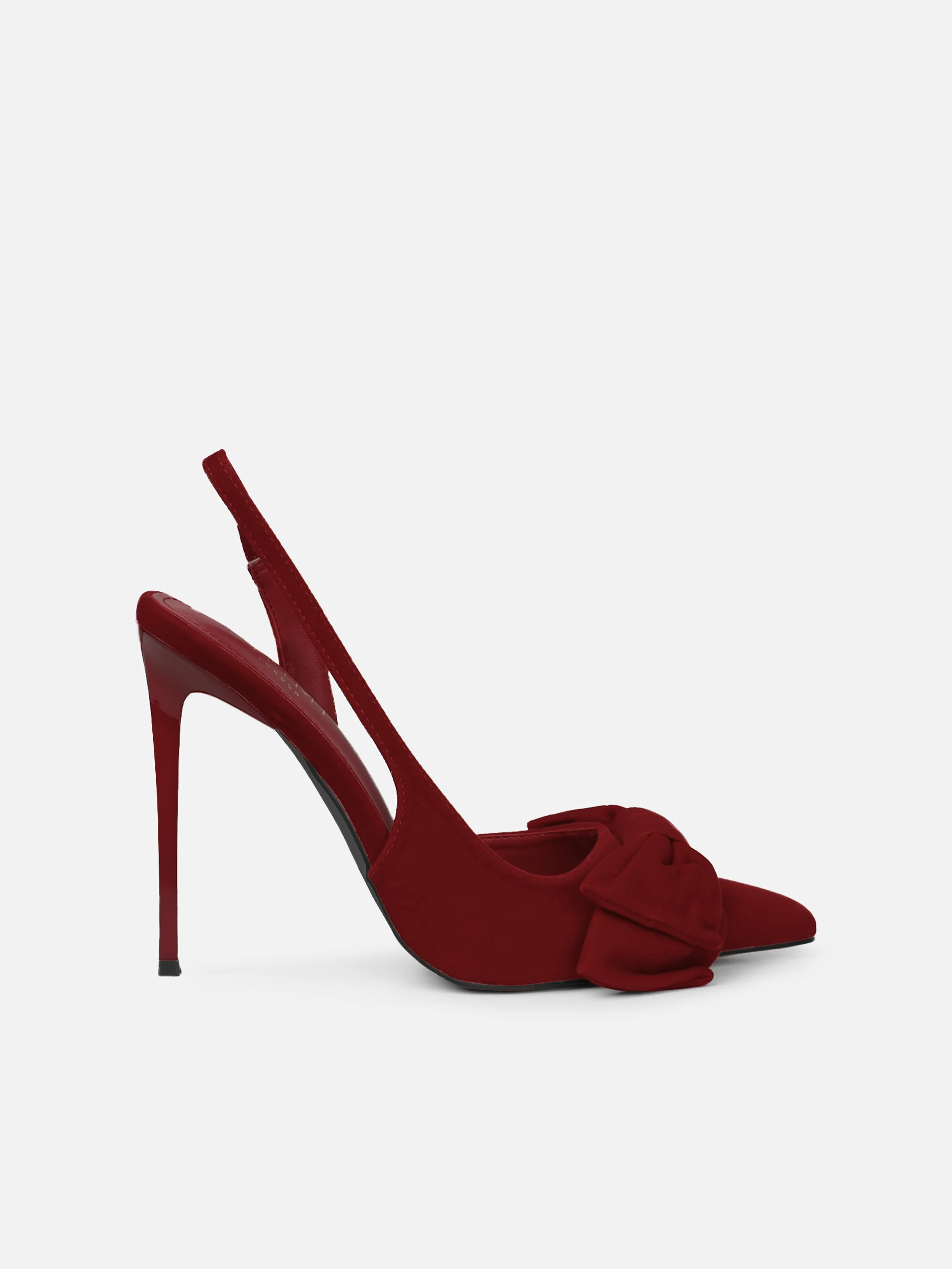 Toppaz Dark Red Velvet Bow Heeled Sandals - Image 2