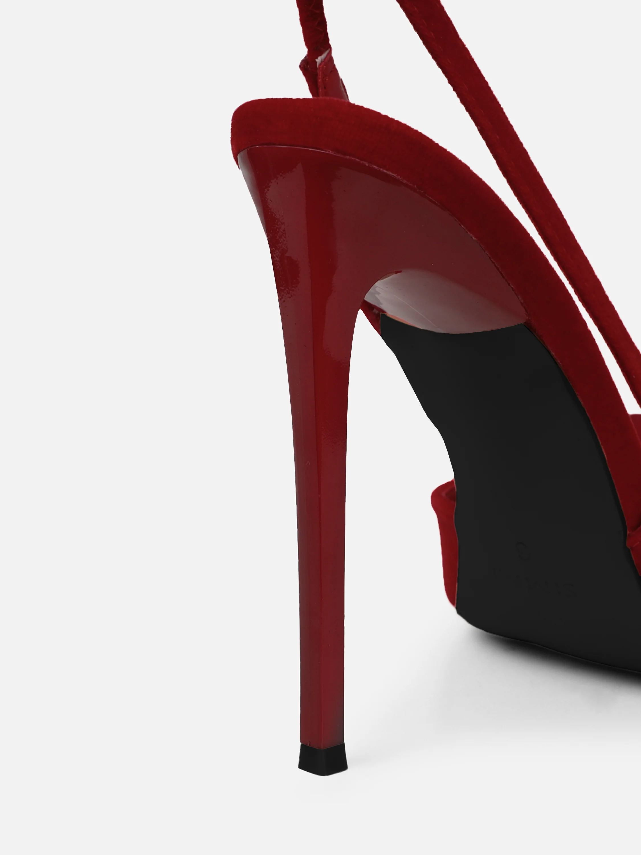 Toppaz Dark Red Velvet Bow Heeled Sandals - Image 3